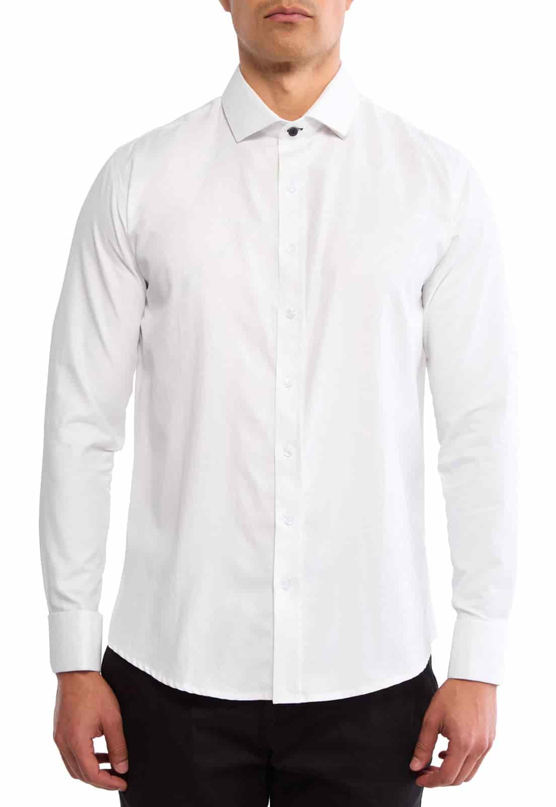 Camisa para mancornas blanca con boton en contraste - miniatura 3