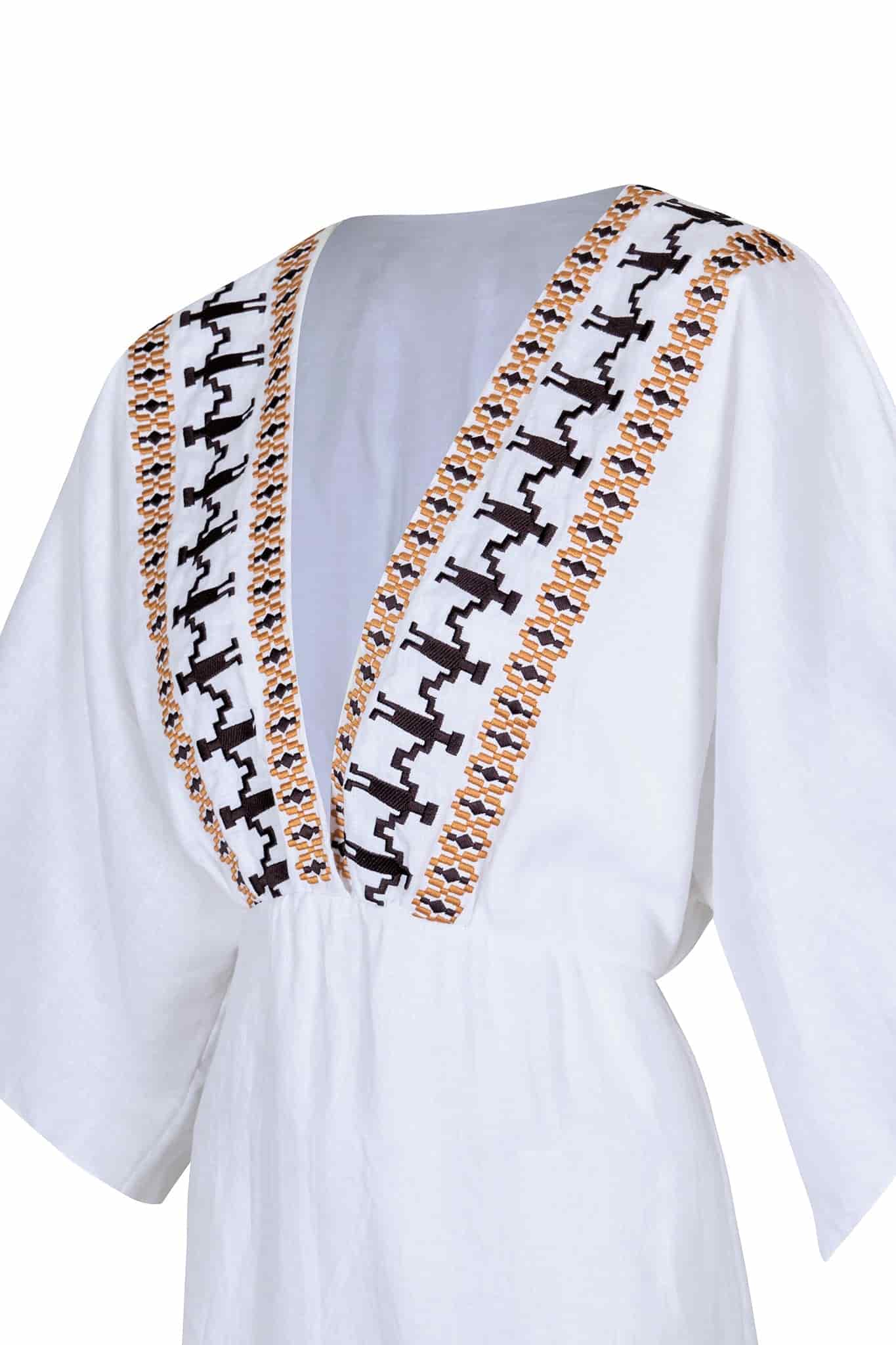 Topacio Linen Tunic  / White Embroidered - miniatura 3