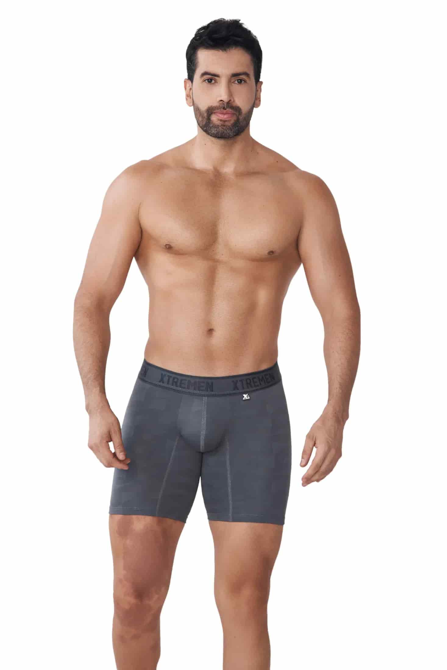 BOXER MICROFIBRA JACQUARD BLOQUES GRIS OSCURO - miniatura 1