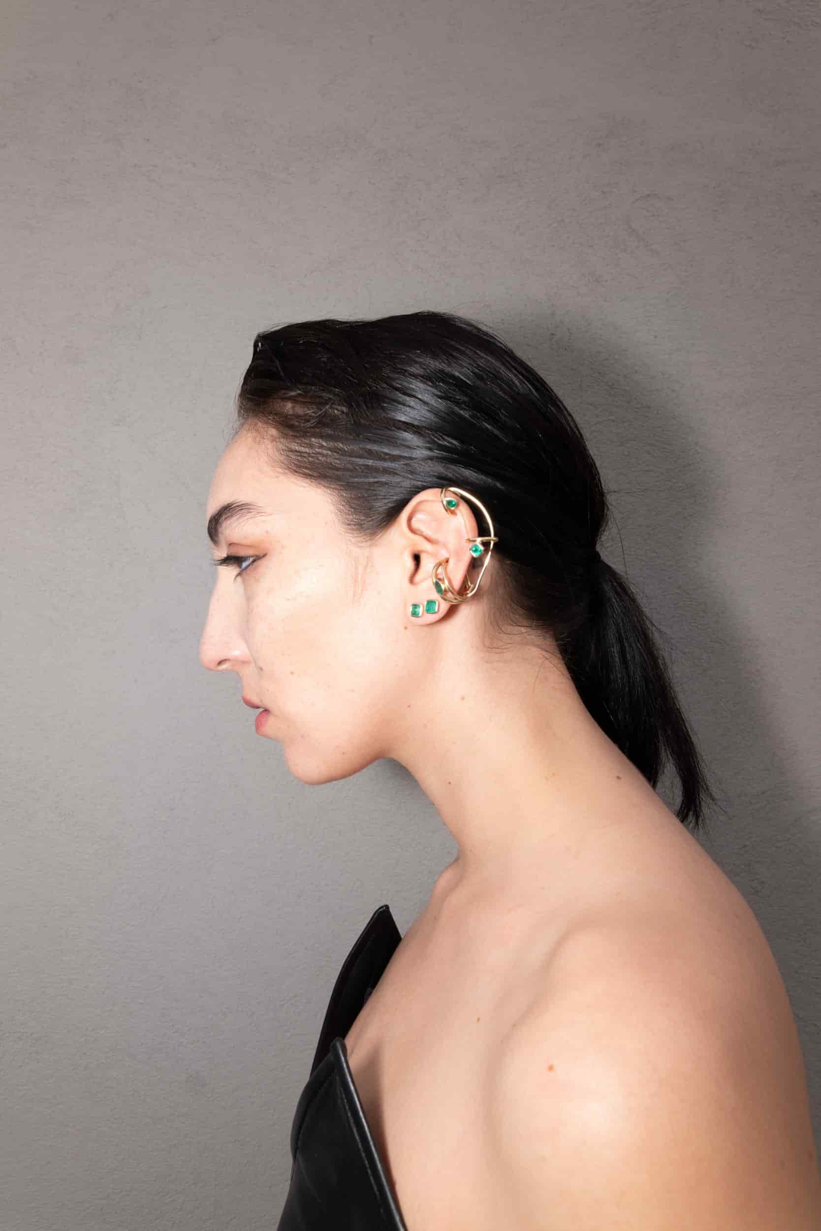 Ear cuff Aros de Oro y Esmeralda - miniatura 4