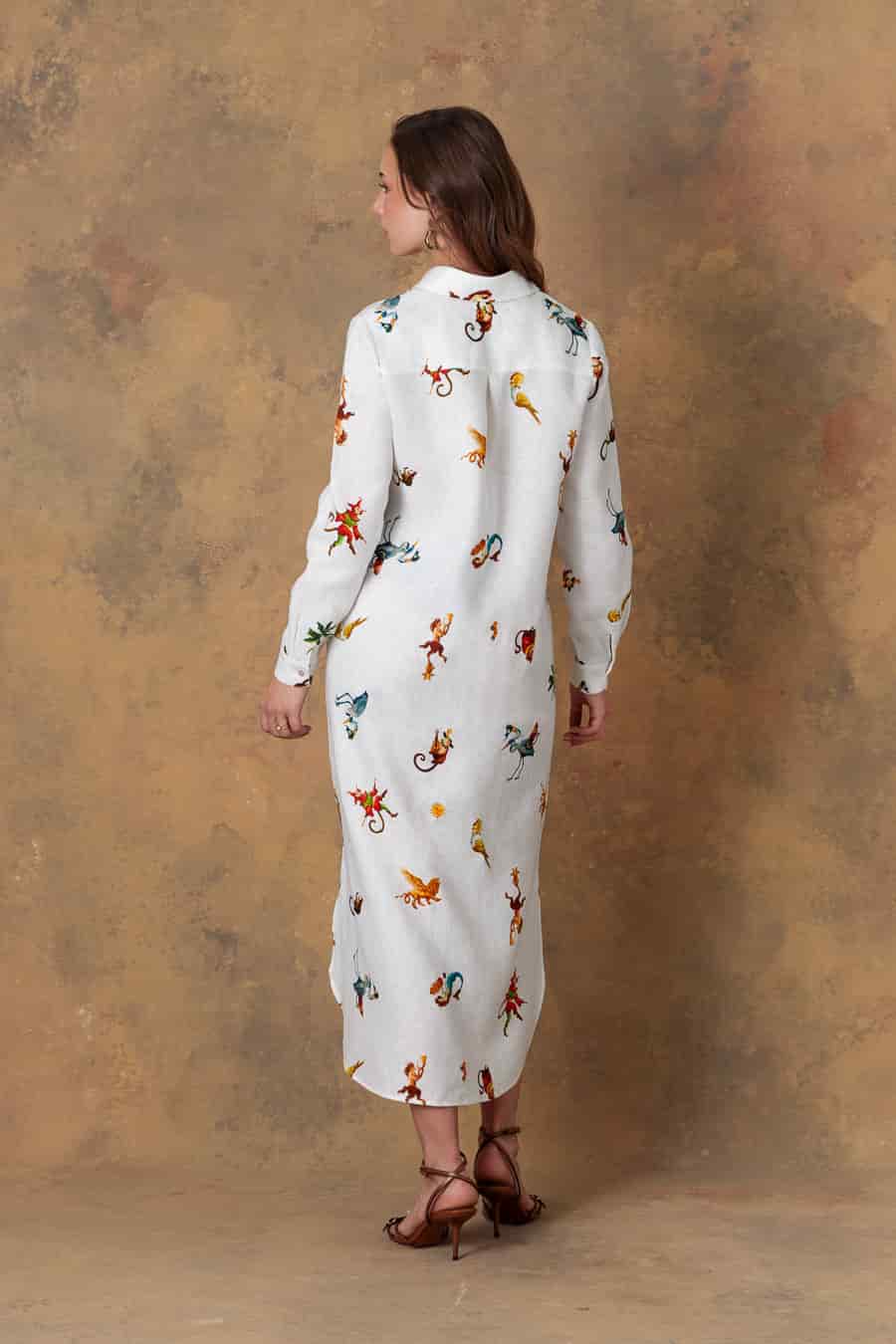 Women's dress linen panteon white - miniatura 2