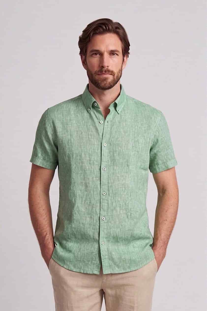 Camisa en lino manga corta para hombre Jon Sonen 017225036 - miniatura 2