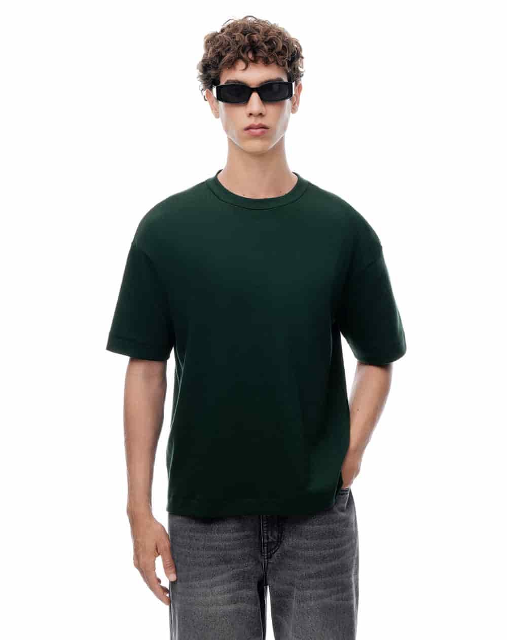 Camiseta manga corta regular verde hombre - miniatura 1