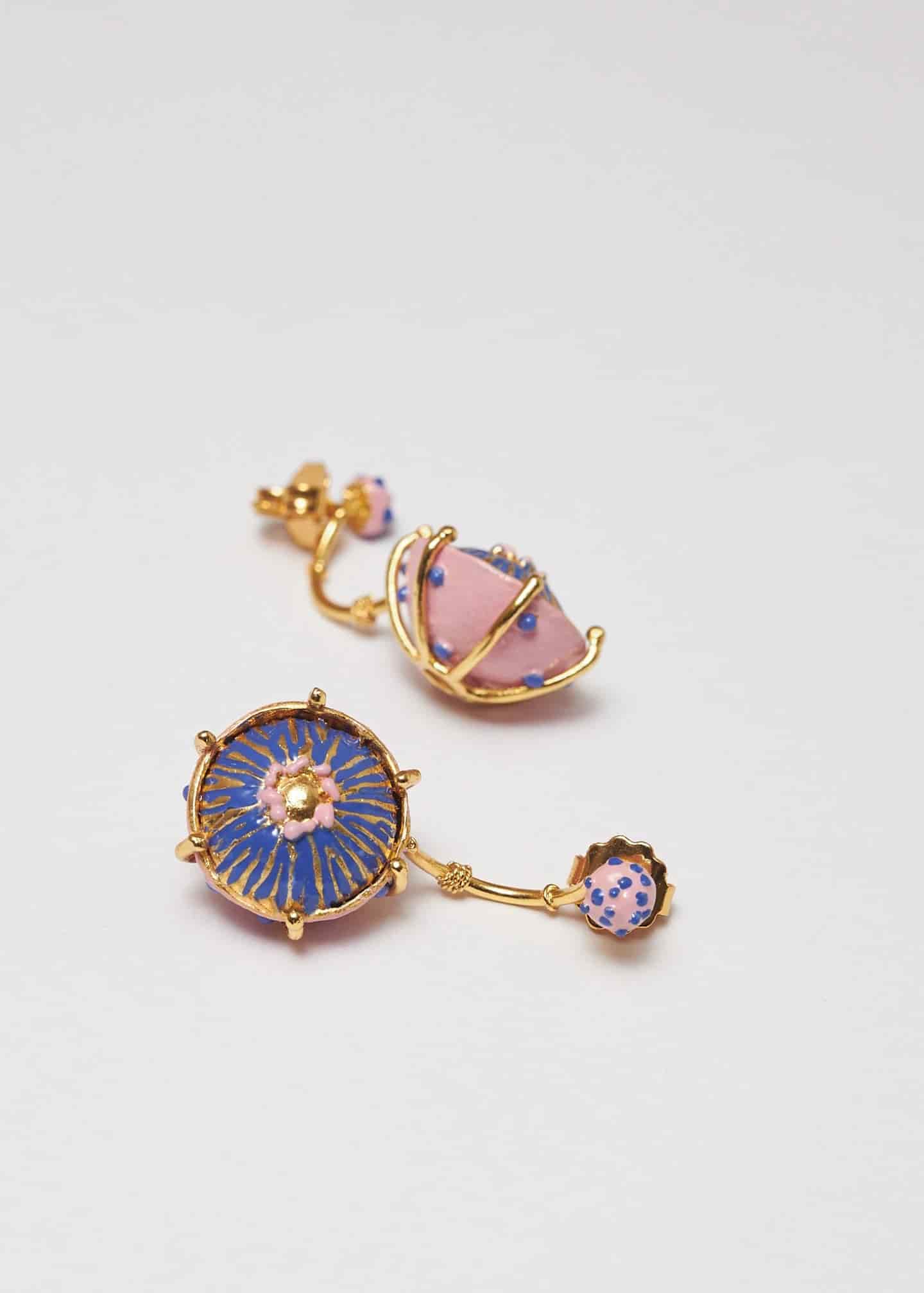Aretes maxi sombrerito Azul Rosa - miniatura 3