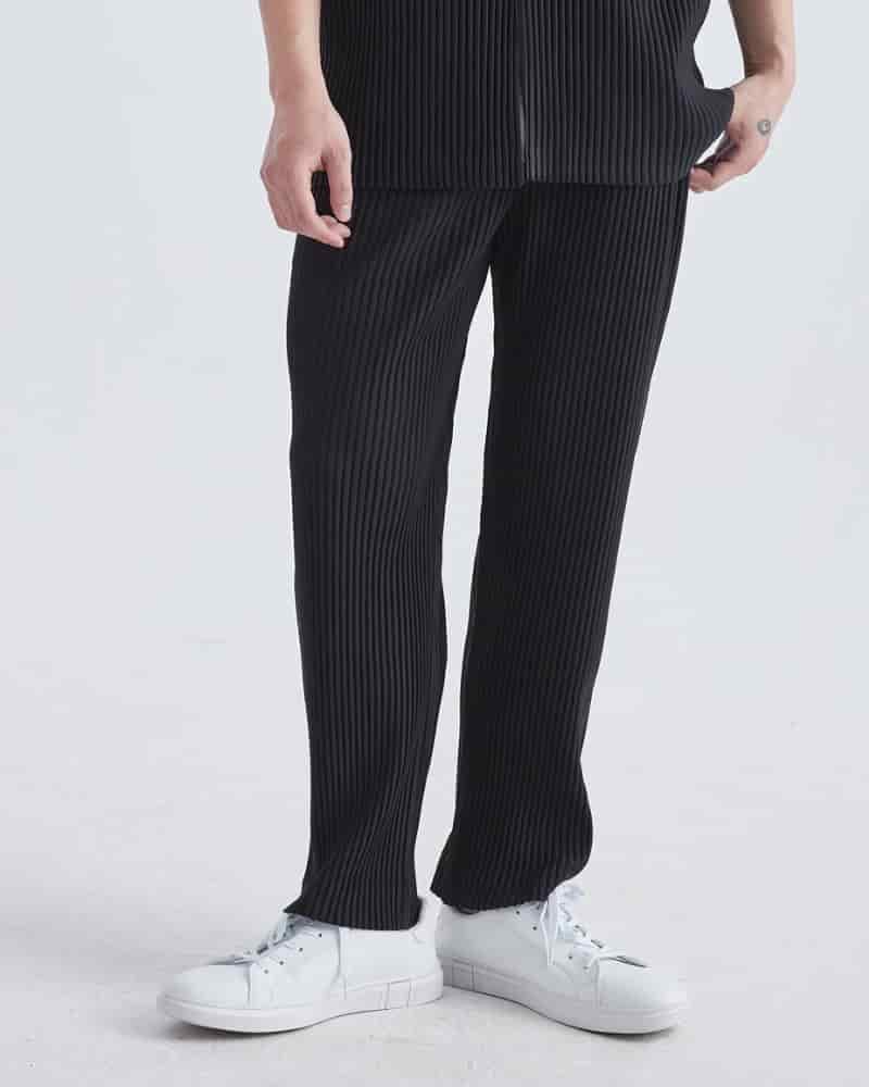 Ribbed Cotton Pantalon - miniatura 1