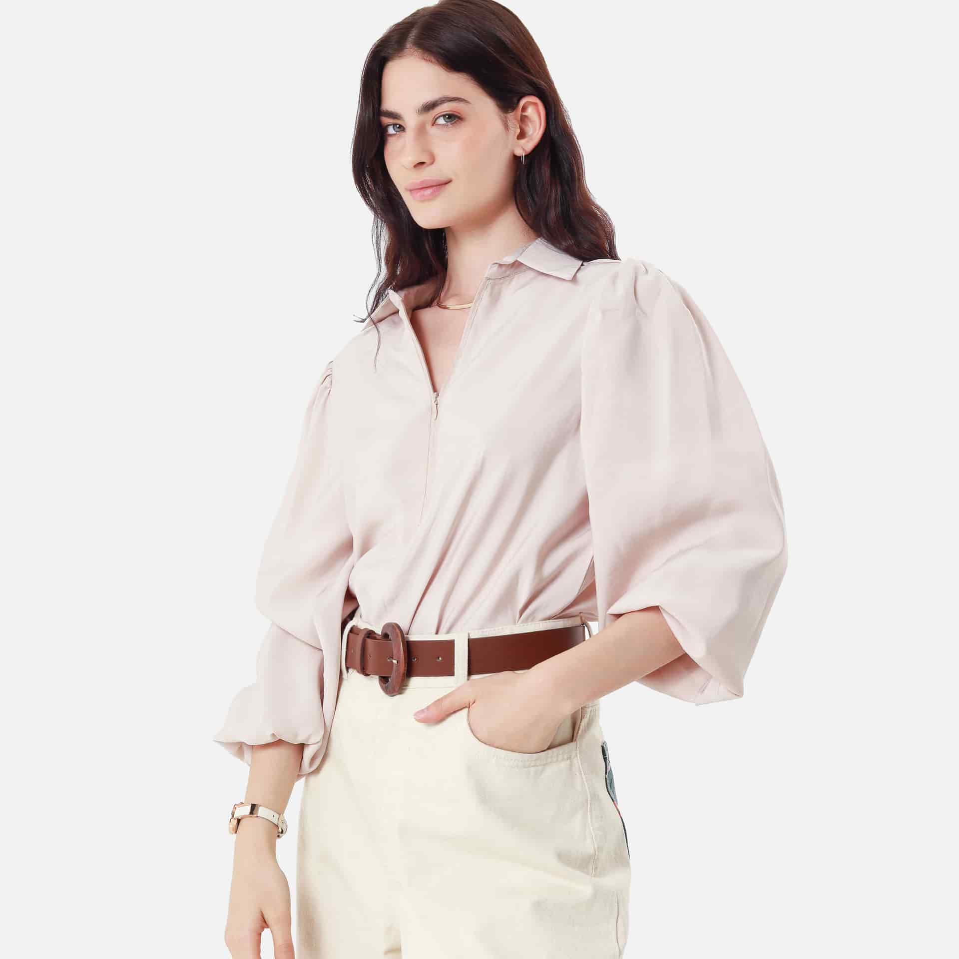 Blusa Cuello Camisero Manga Larga - miniatura 5