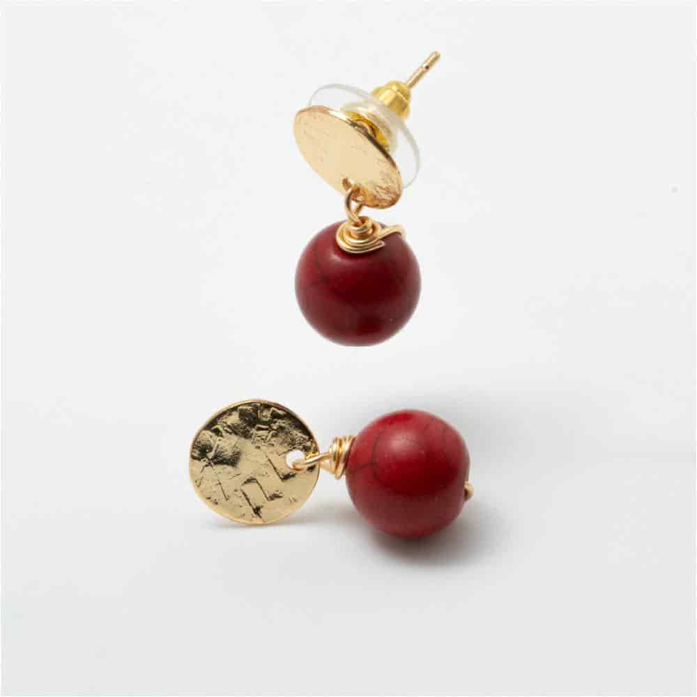 Aretes Topo Rojo Coral - miniatura 2