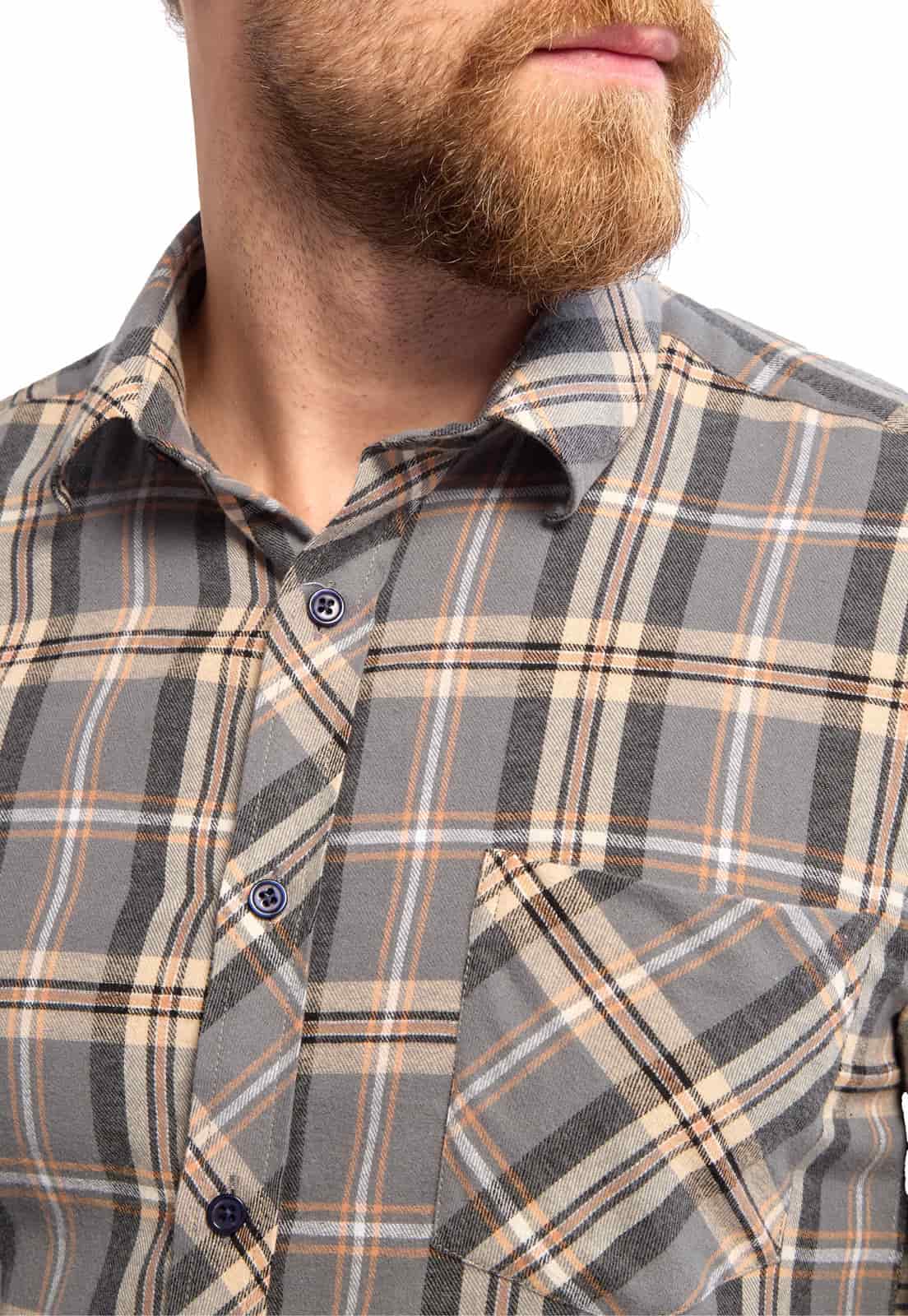 Camisa leñadora gris con cuadros naranja - miniatura 6