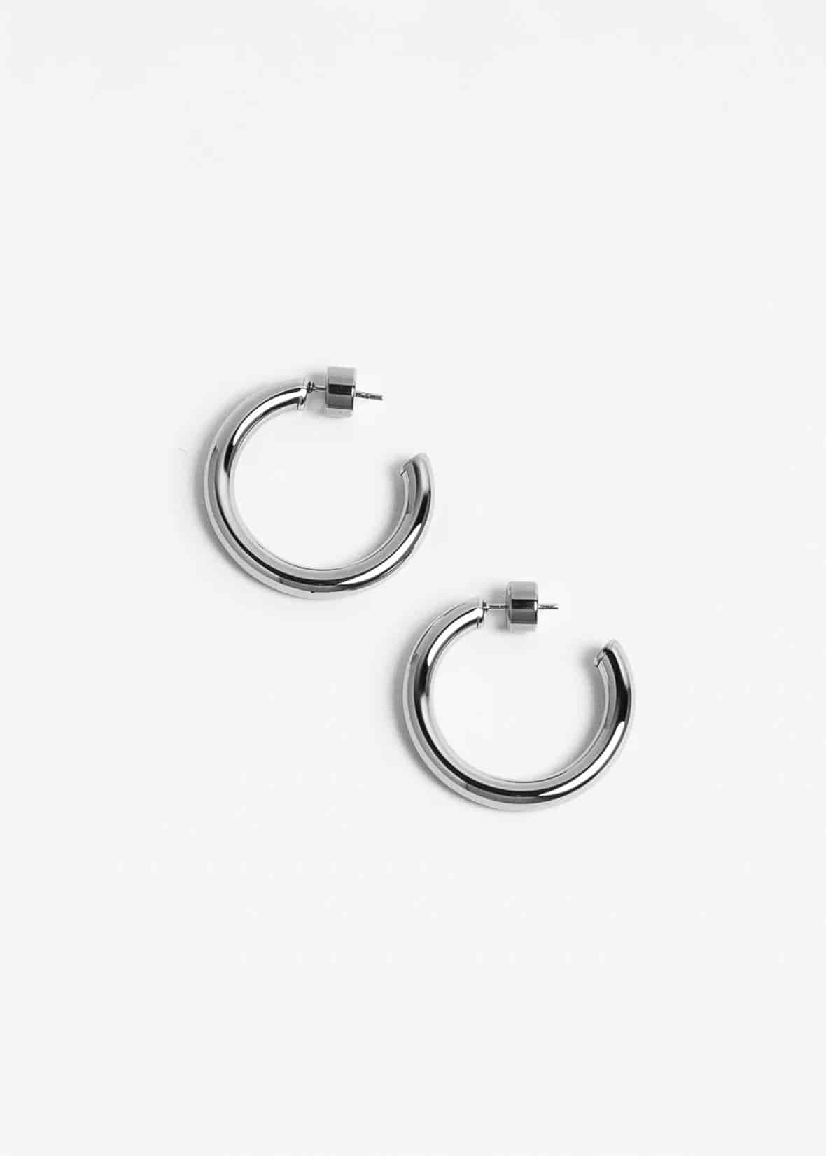 Small Chunky Hoops Plateado - miniatura 1