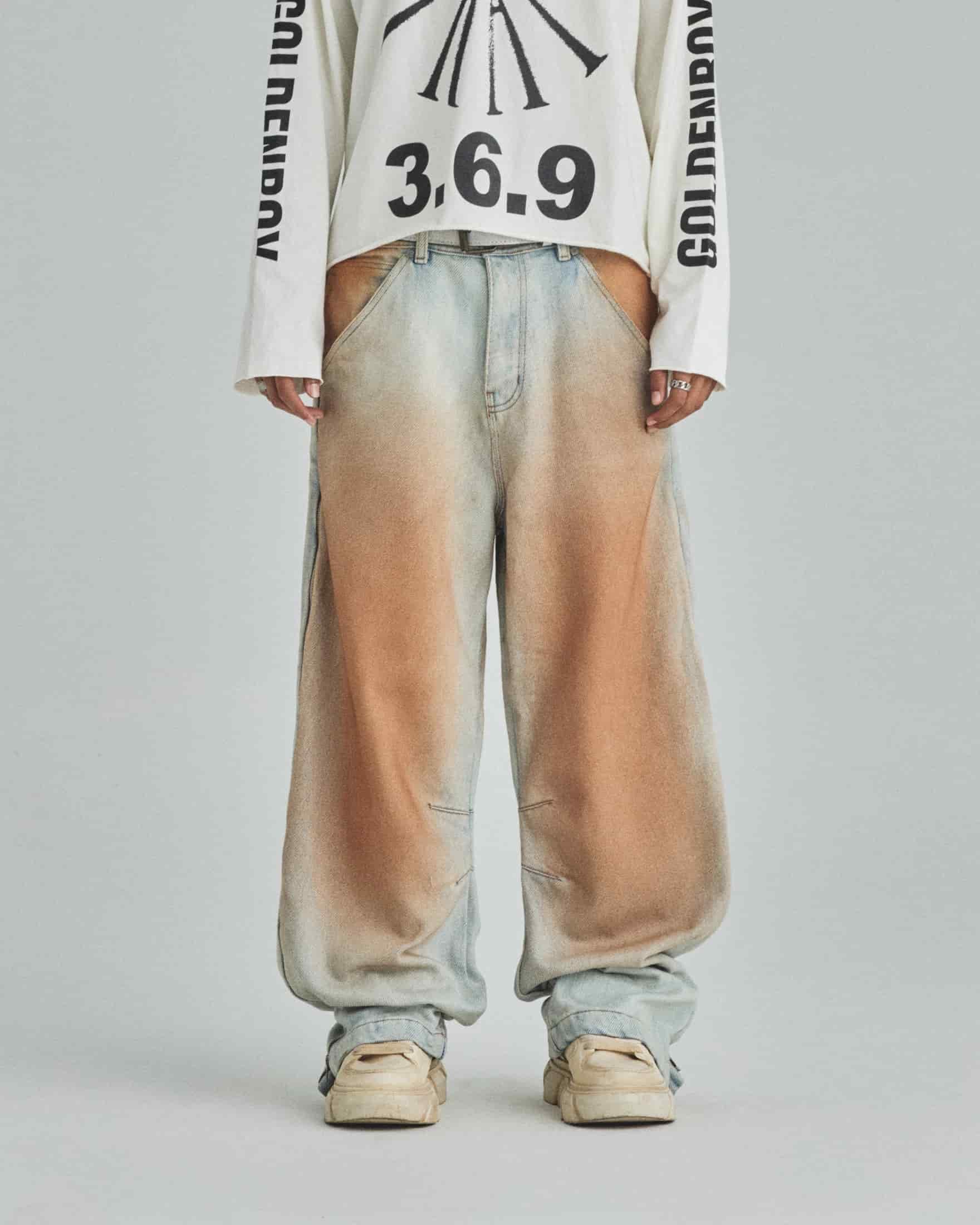 Spring UNDRGLD Zip Up Wide Jeans Brown - miniatura 2