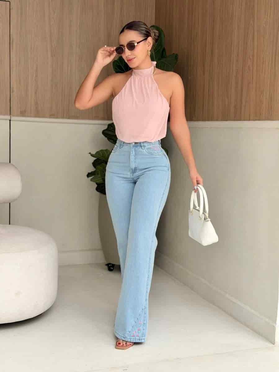 Pantalon tulipanes Bordado (claro) - miniatura 1