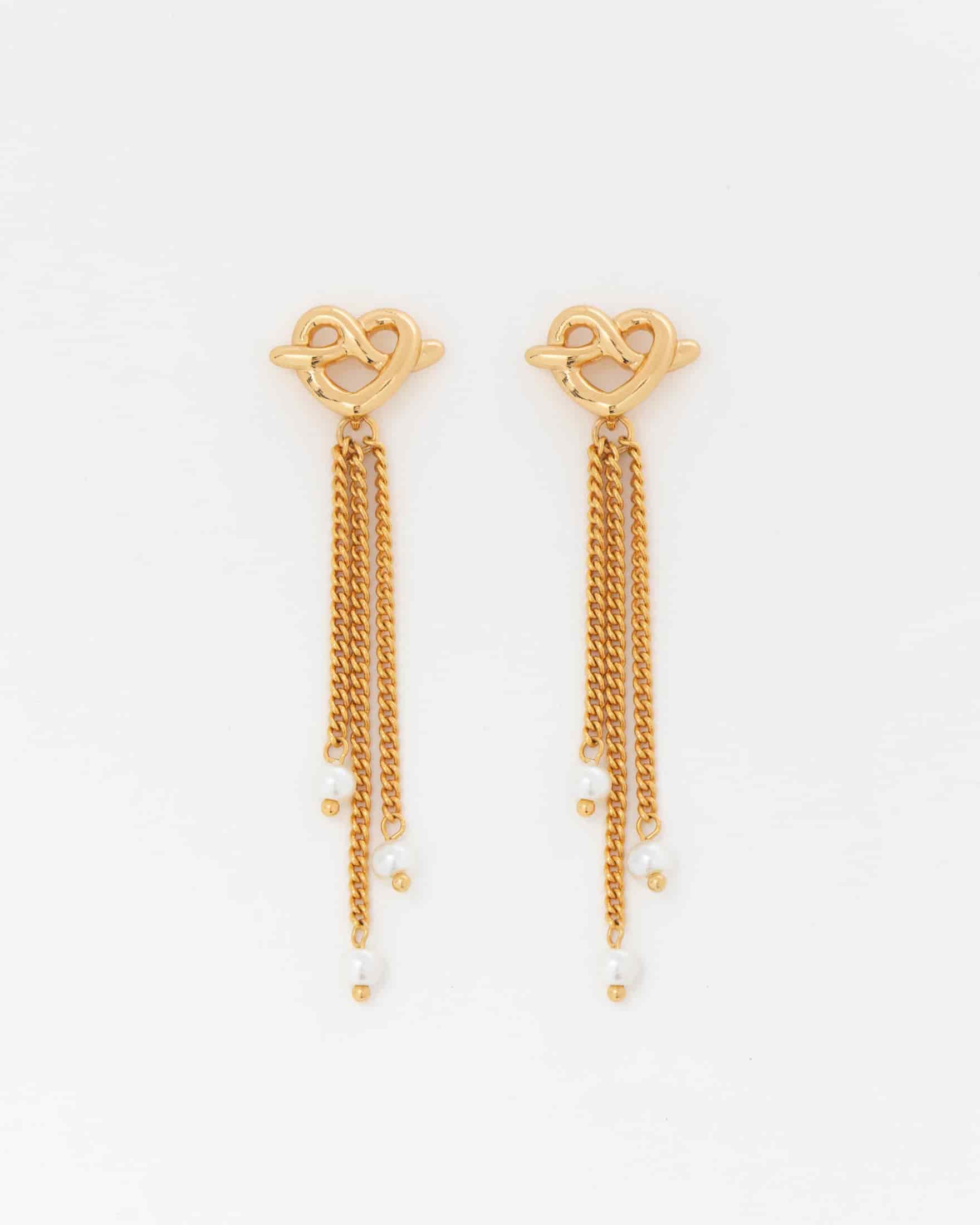Aretes Corazón Lazo Perla - miniatura 2
