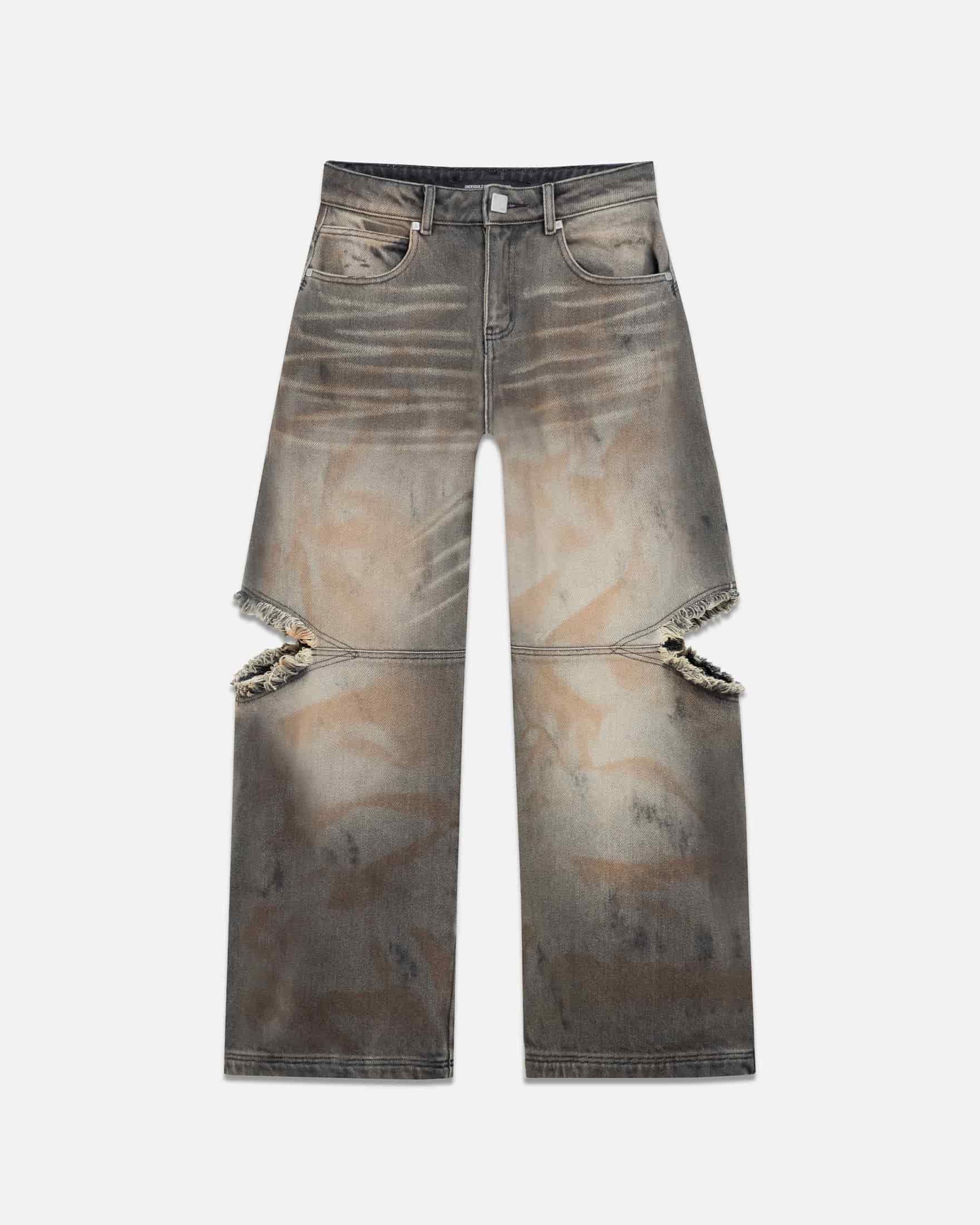 W Holy State UNDGLD Split Knee Wide Jeans Mechanic Gray - miniatura 1