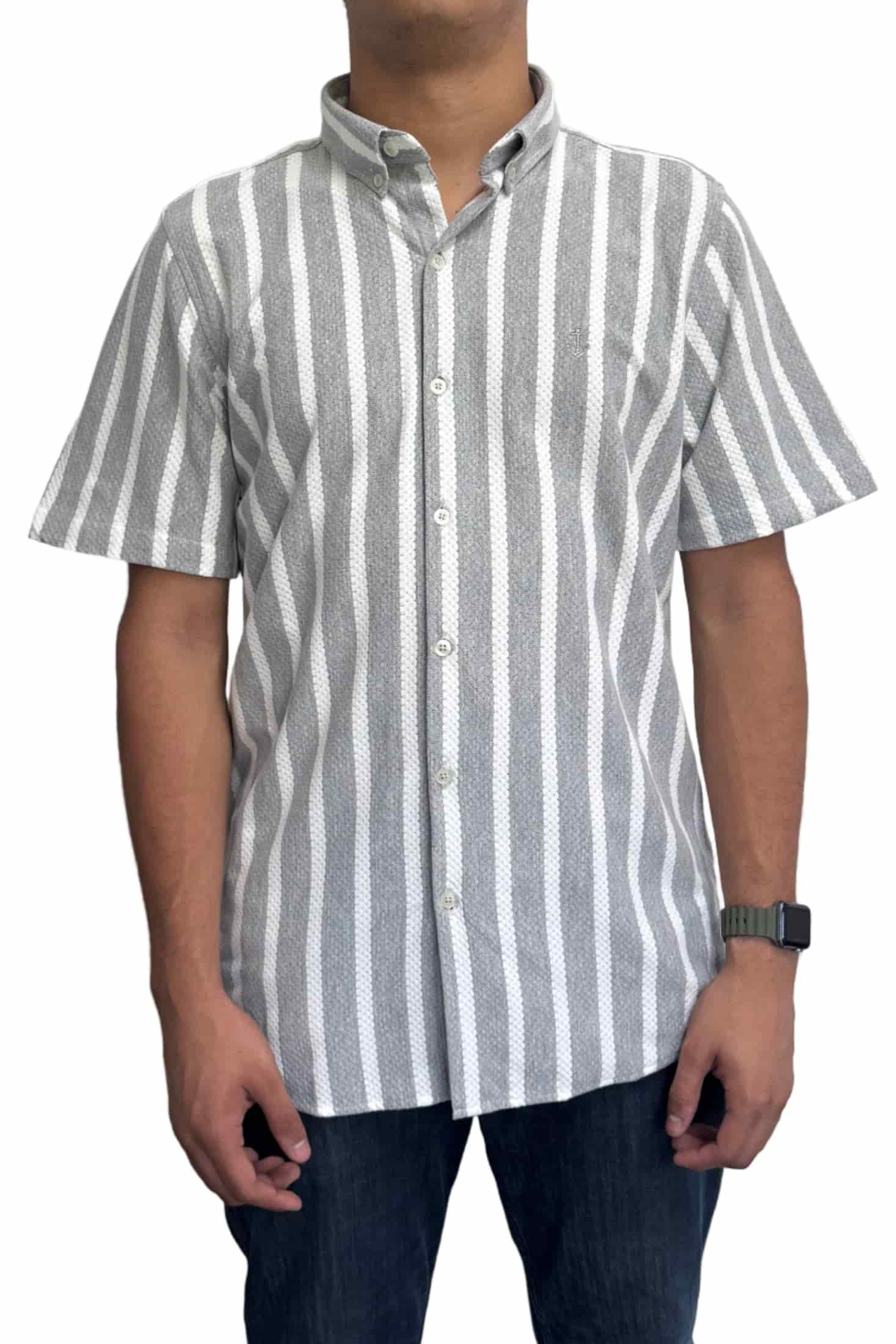 Camisa en texturas Gris Rayas Blancas - miniatura 1