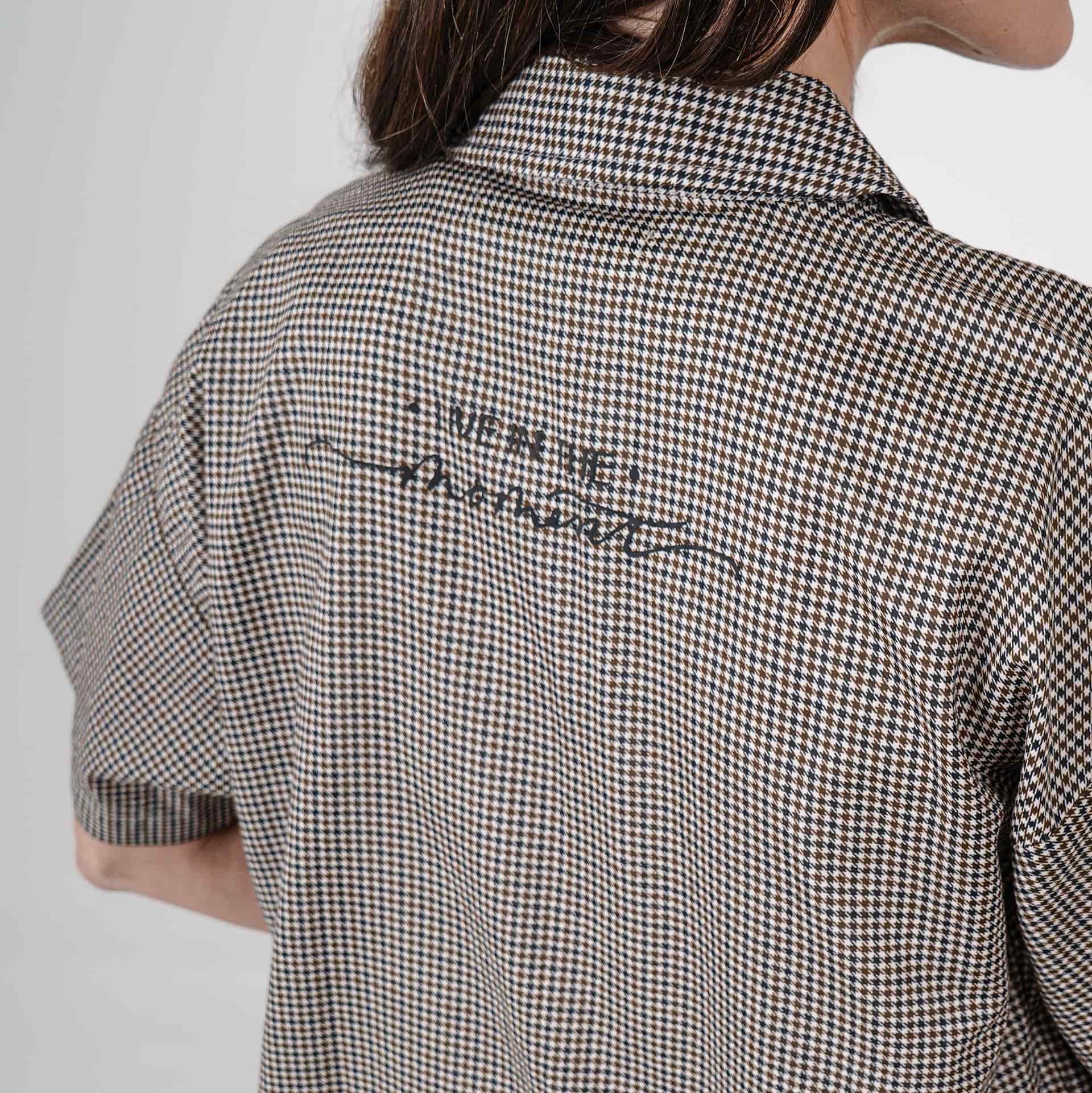Blusa de cuadros cuello camisero manga corta con estampado Live - miniatura 6