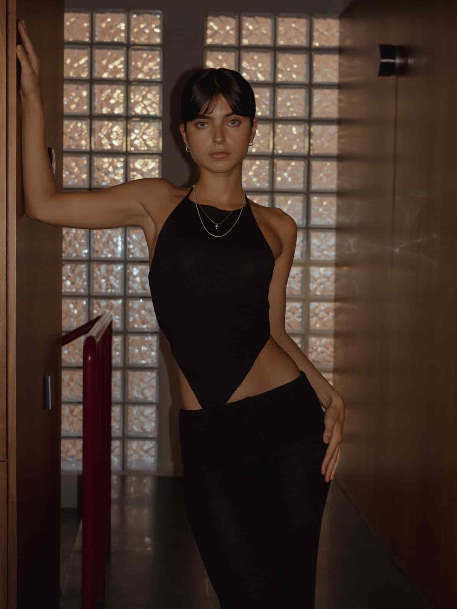 KNIT FLARE PANT - BLACK - miniatura 3