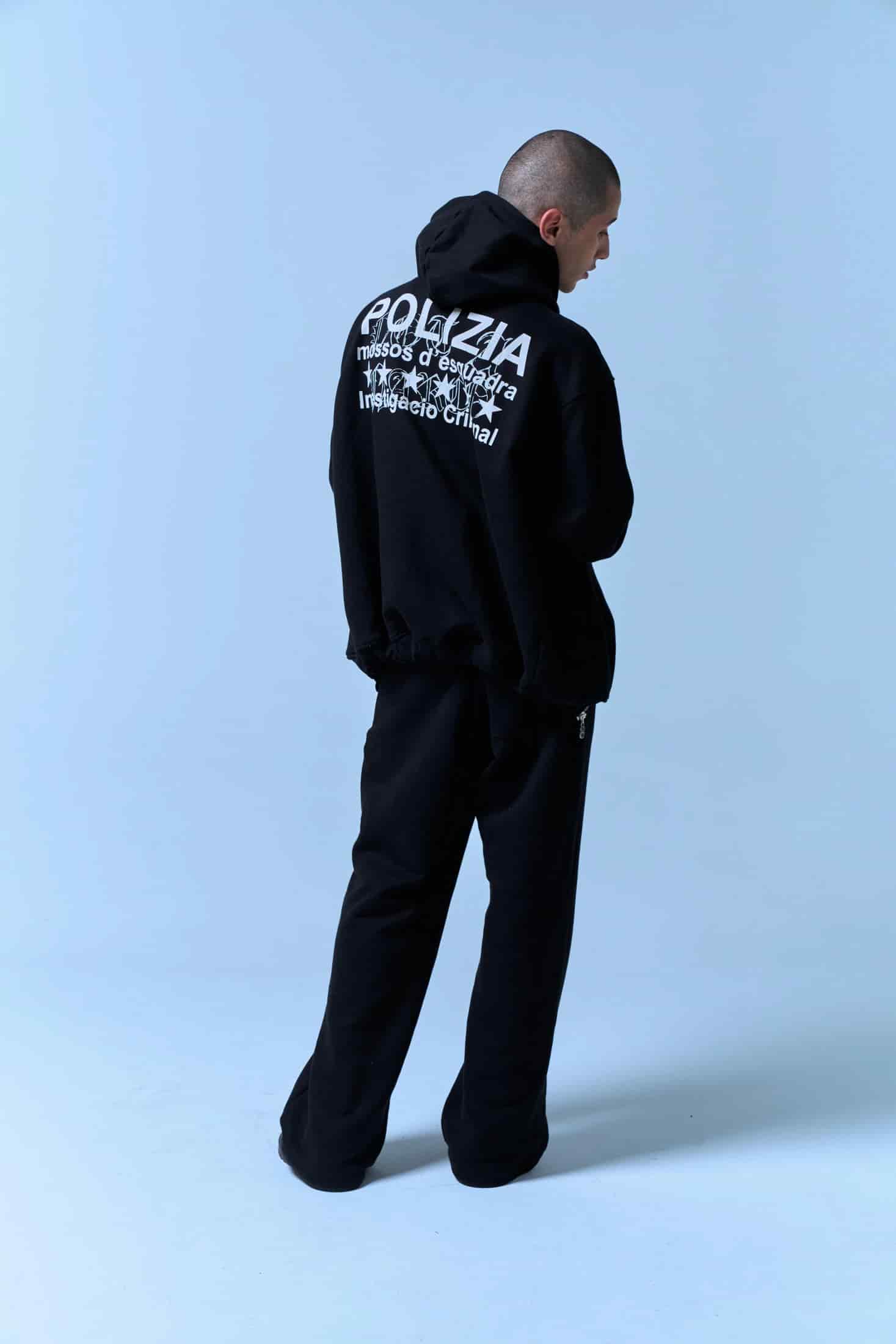 POLIZIA BLACK ZIPPER HOODIE - miniatura 10