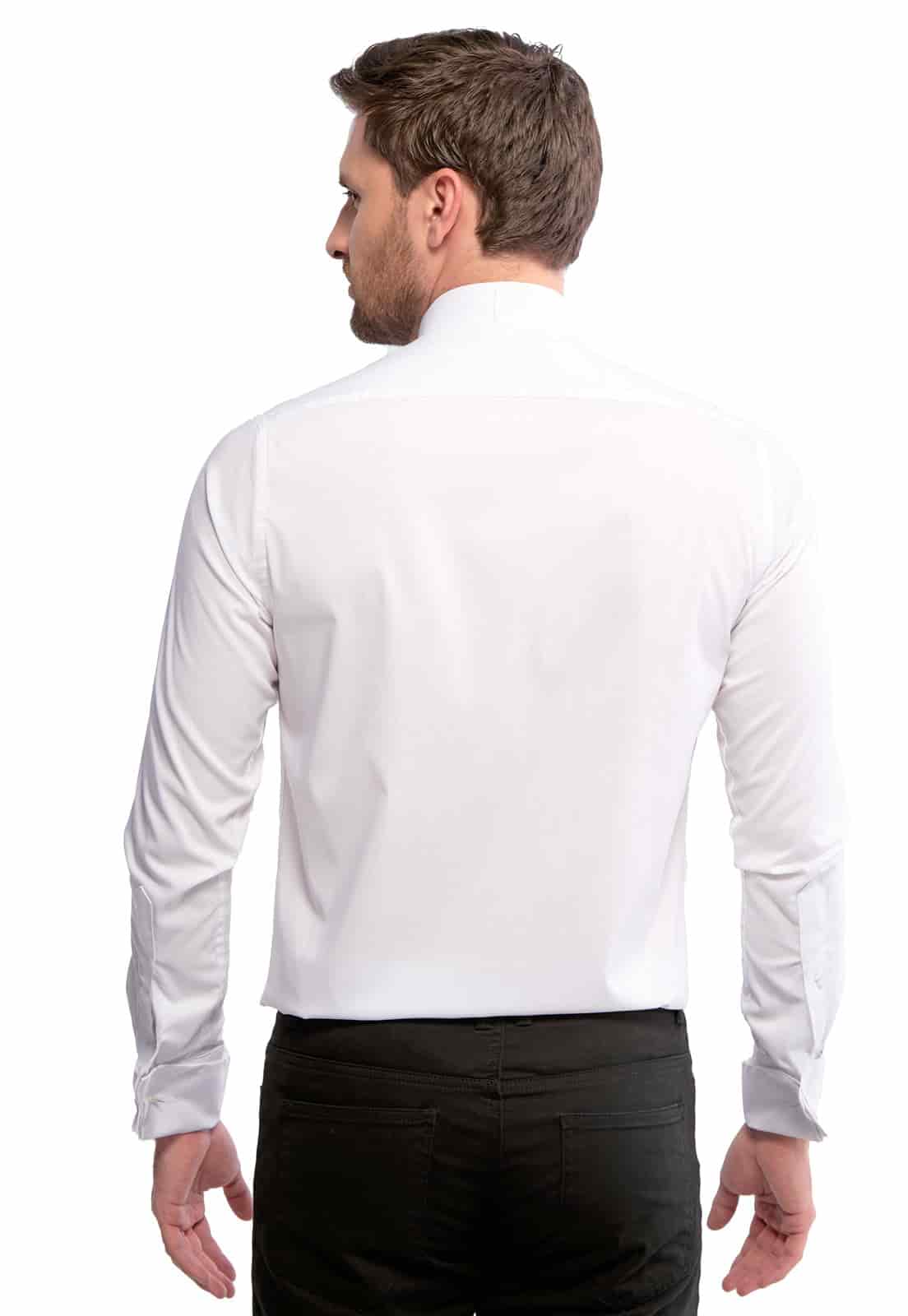 Camisa smoking cuello pajarito blanca - miniatura 2