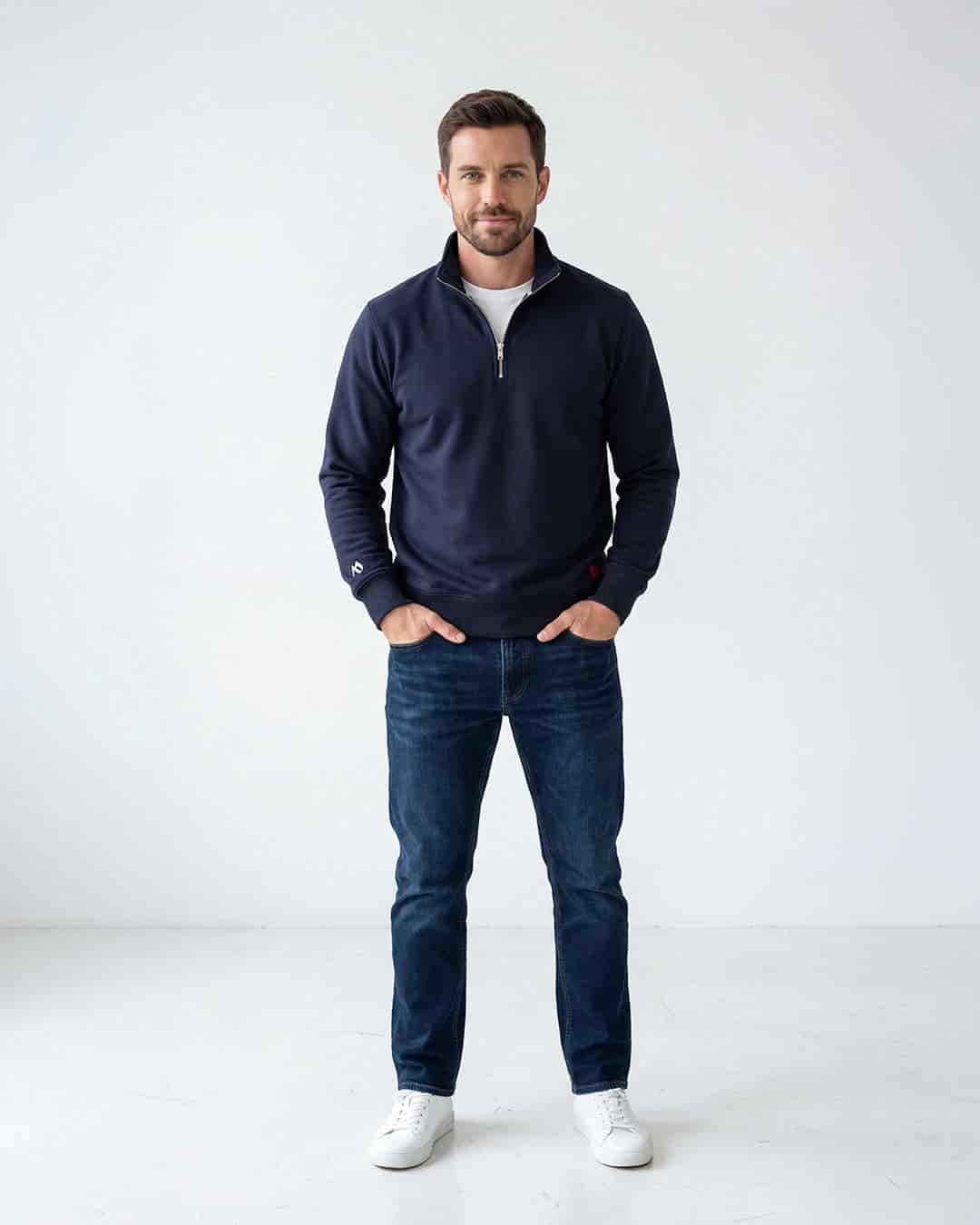 Buzo cuello alto hombre Azul Oxford - miniatura 3