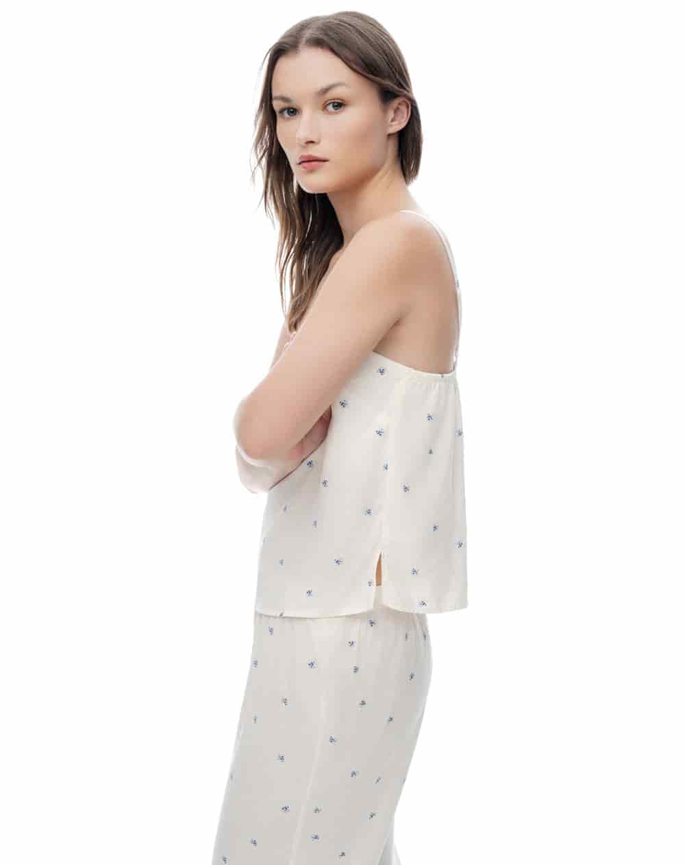 Camisa relaxed tiras blanco estampado mujer - miniatura 4