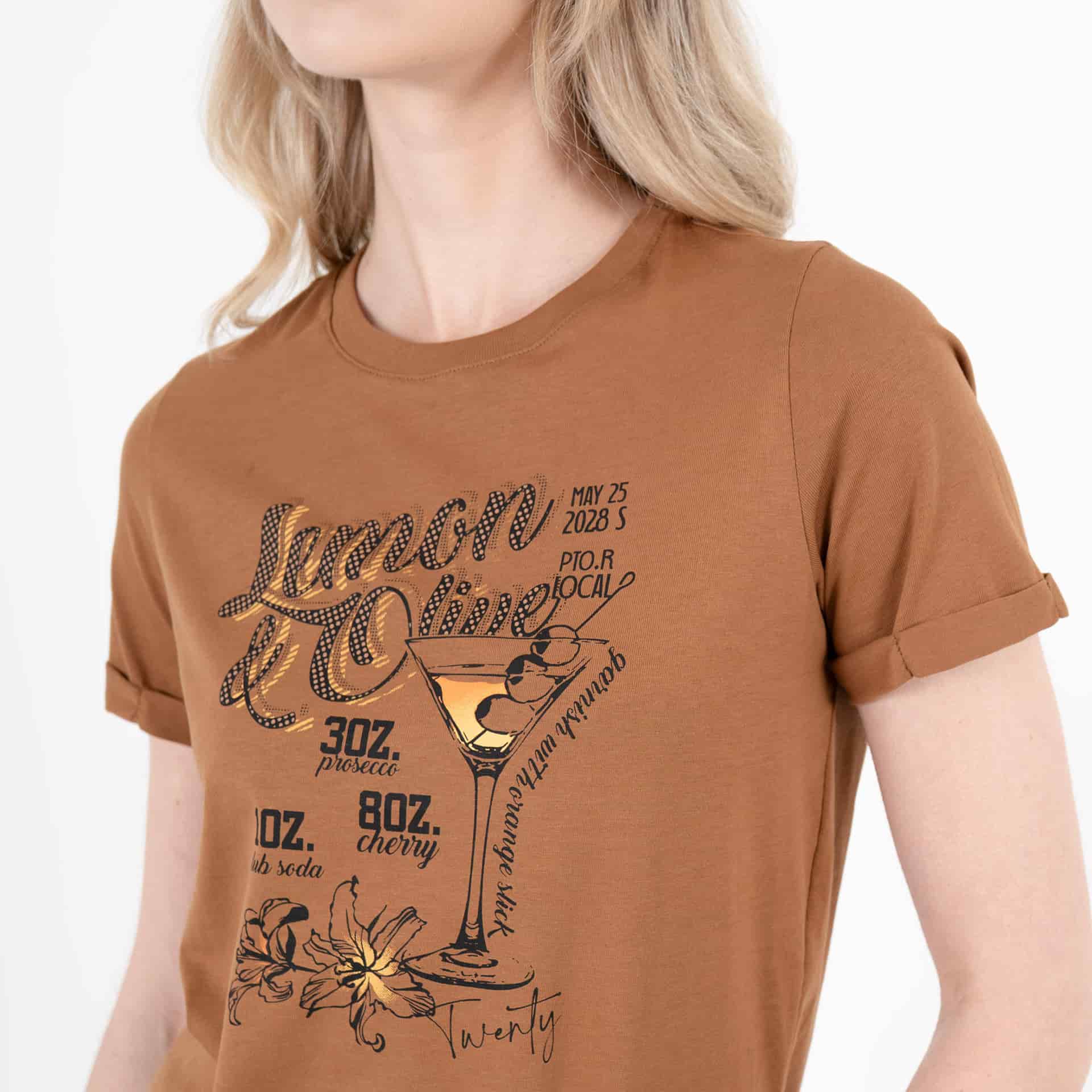 Camiseta cuello redondo manga corta con estampado Lemon & Olive - miniatura 4
