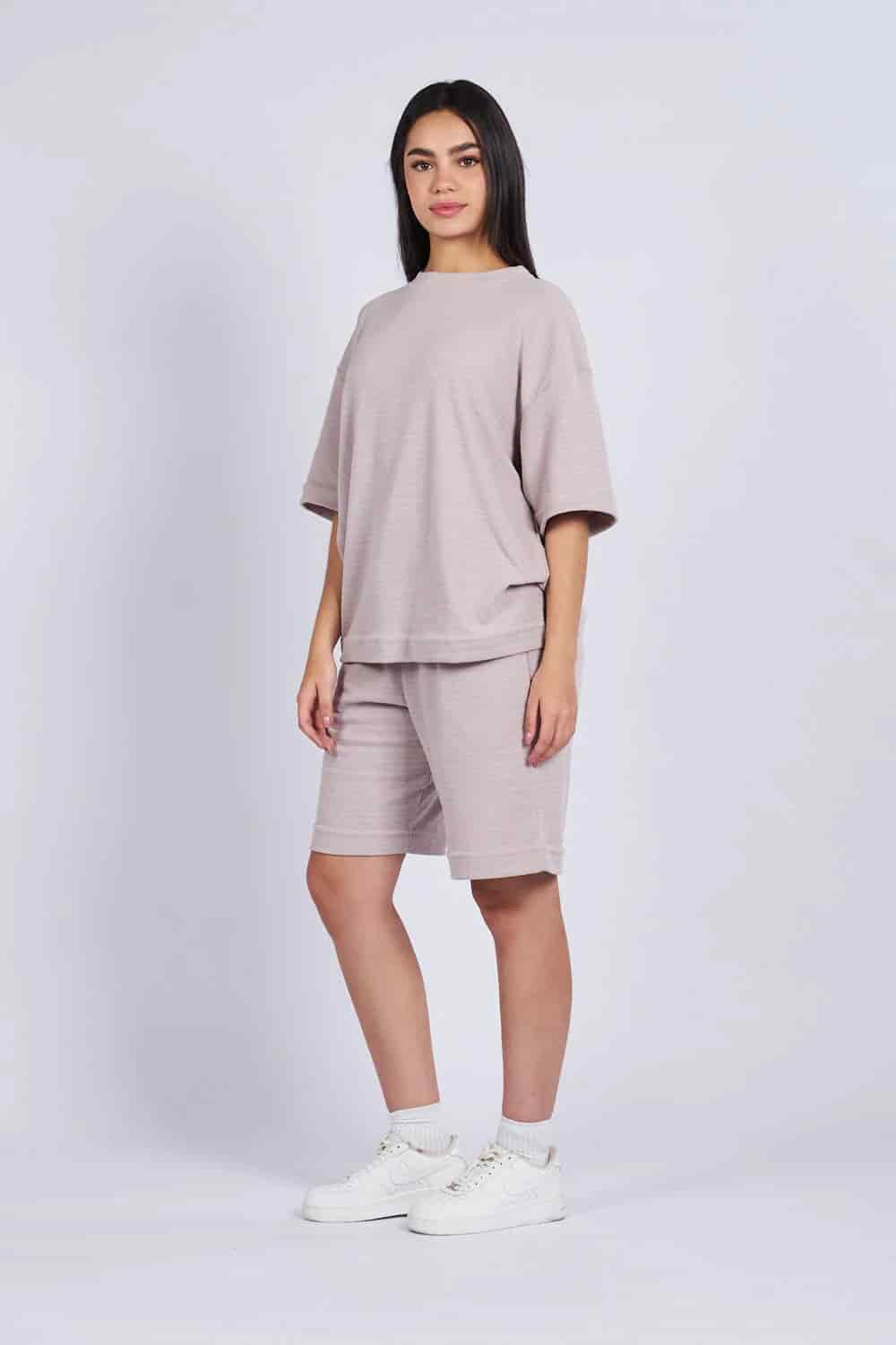 Camiseta oversize textura horizontal Caqui - miniatura 4