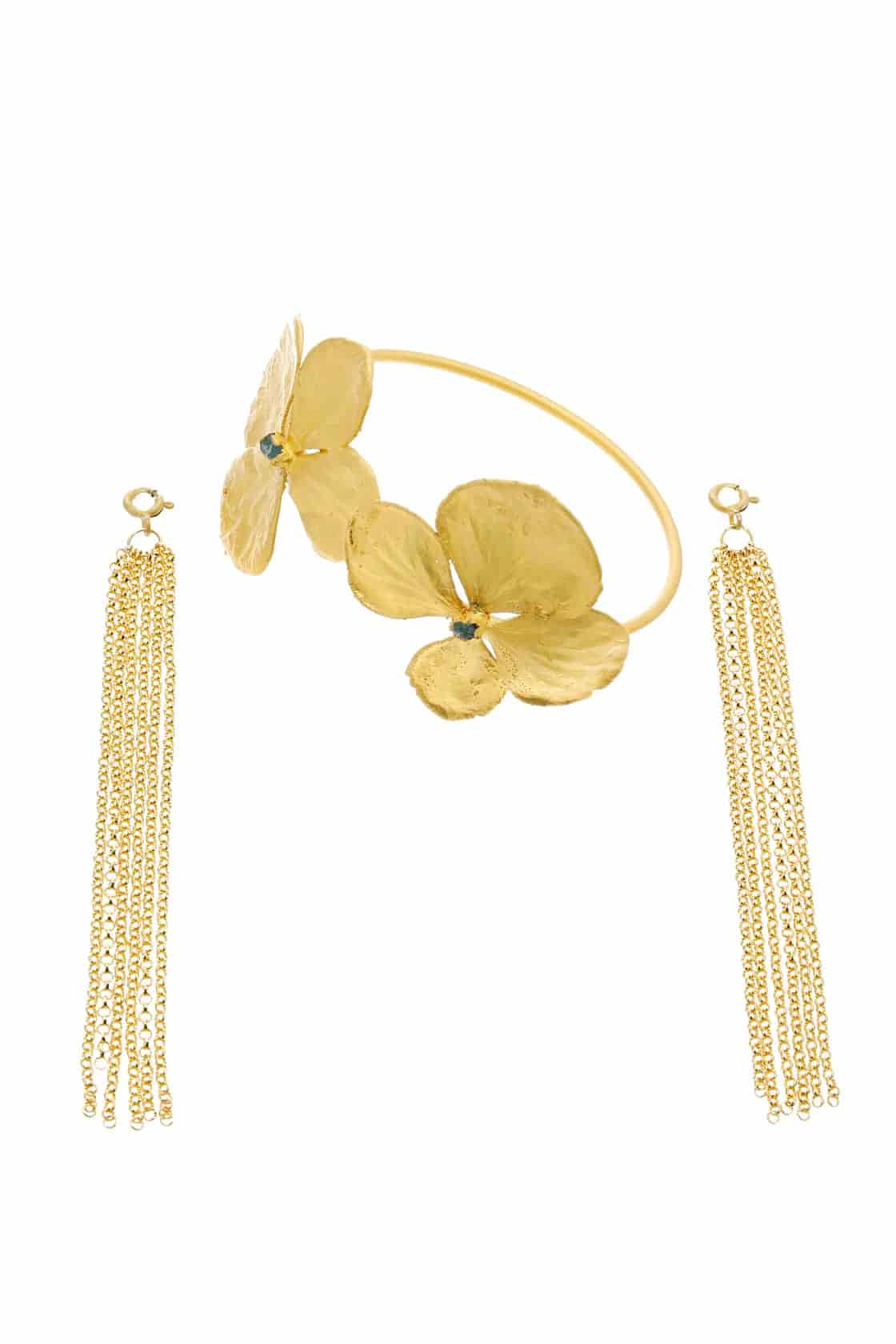 HYDRANGEA CHAINS AND ROUGH EMERALD BRACELET - miniatura 3