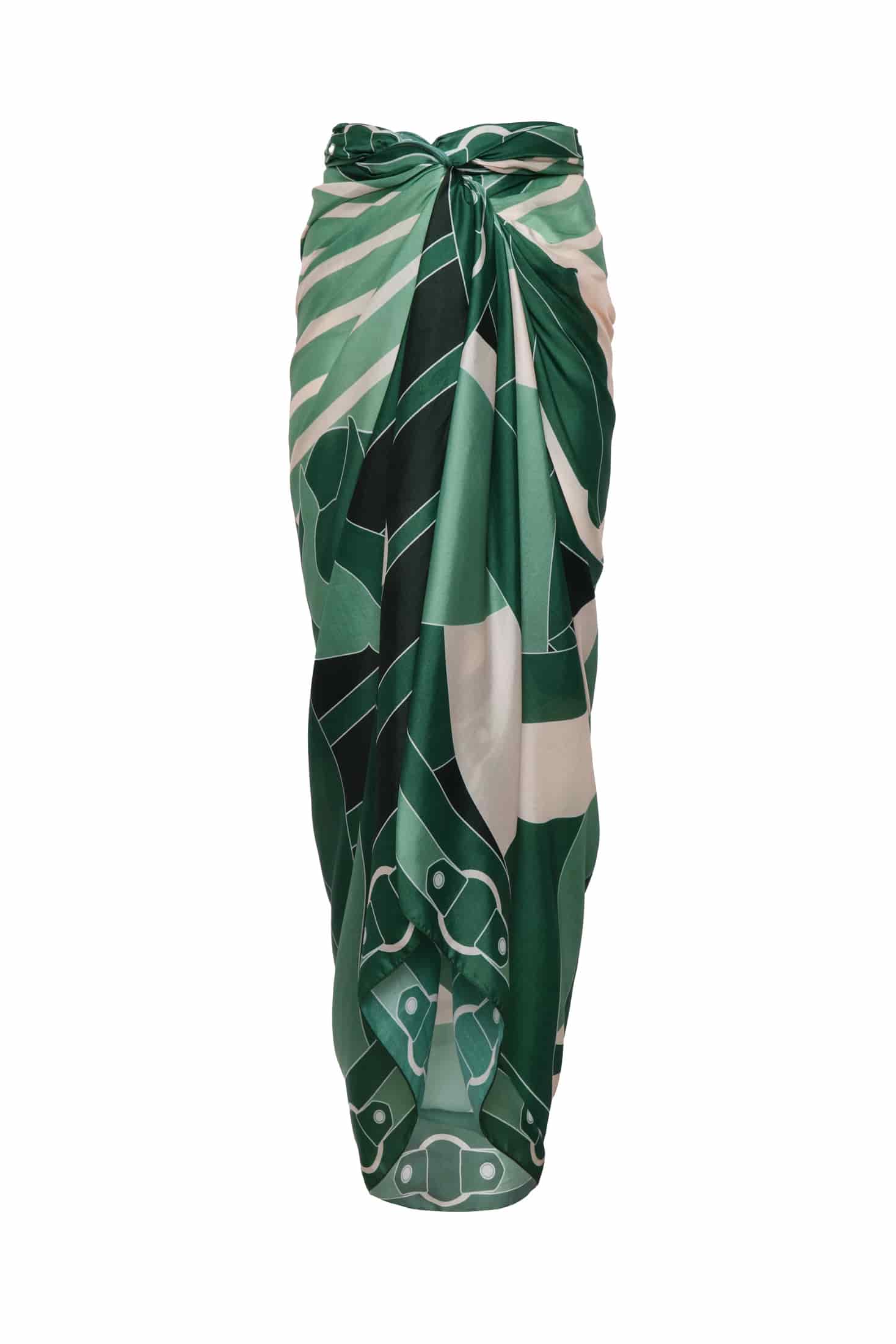 De La Falaise Cotton Silk Sarong / Green Horses - miniatura 1