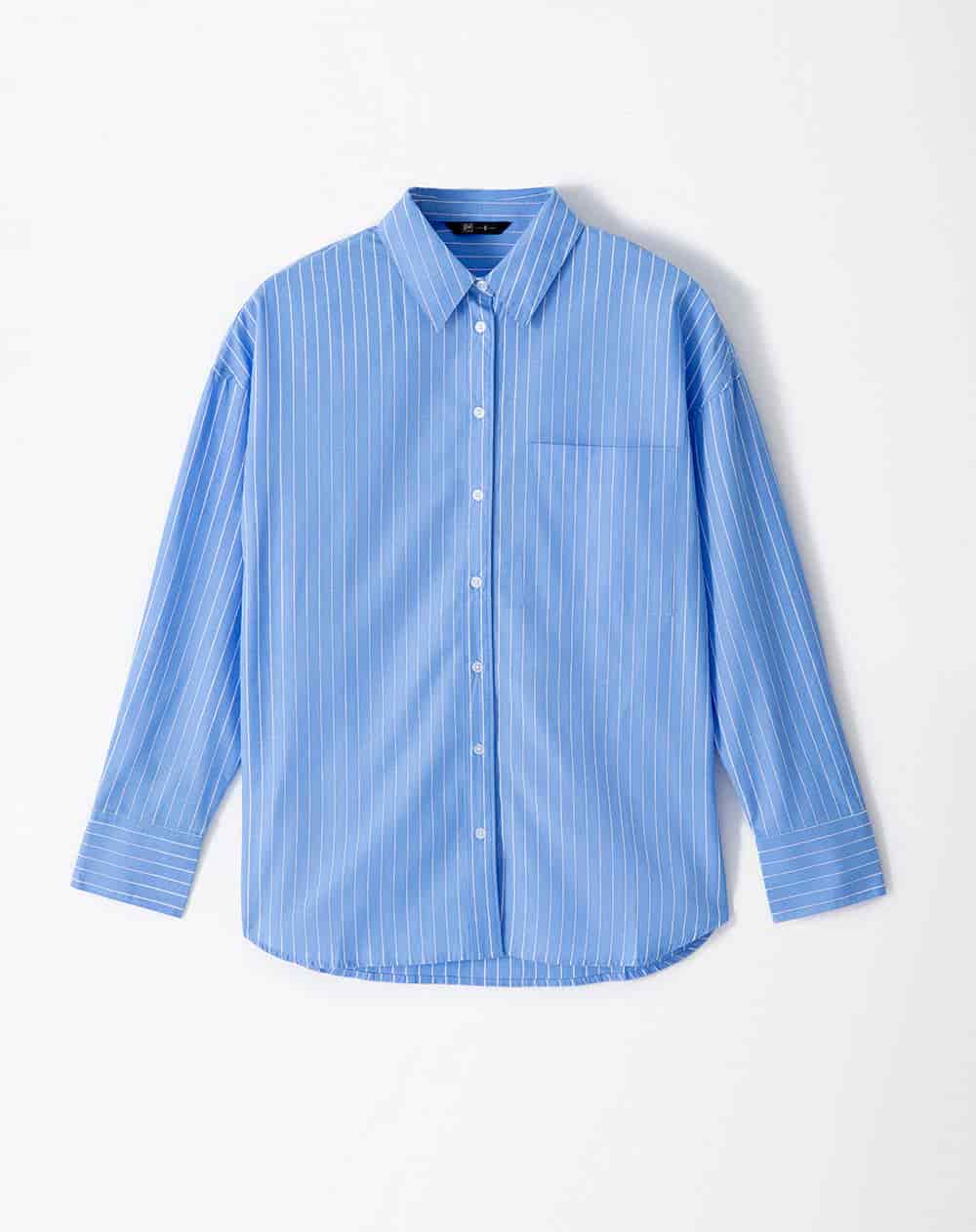 Camisa manga larga oversize algodón rayas mujer - miniatura 5