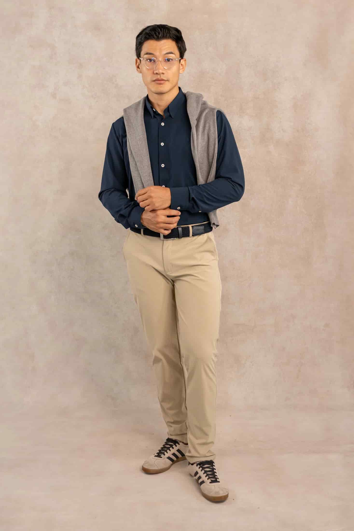 Camisa Performance Antiarrugas Azul Oscuro - miniatura 2