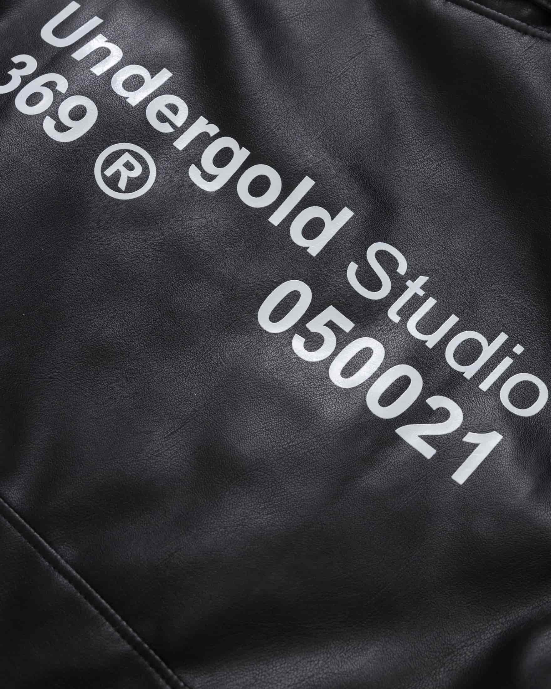 Basics Undergold Studio Leather Boxy Fit Jacket Black - miniatura 4