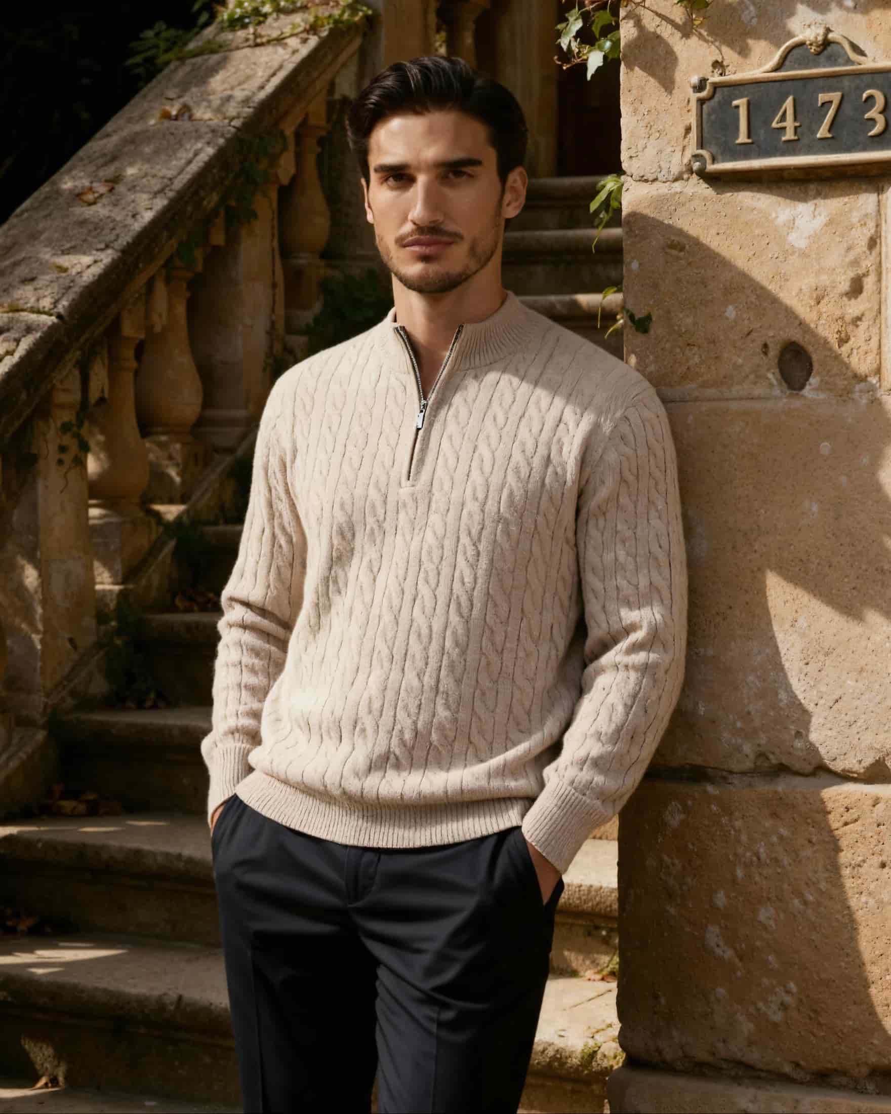 100% Cashmere Woven Half Zip - miniatura 7
