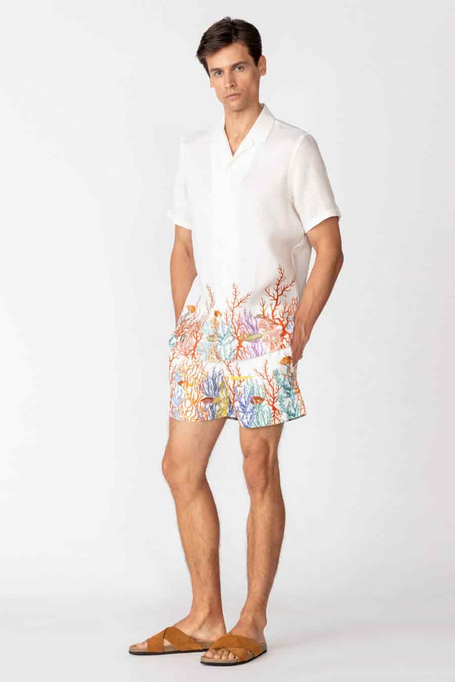 Men's linen shirt white vega - miniatura 2