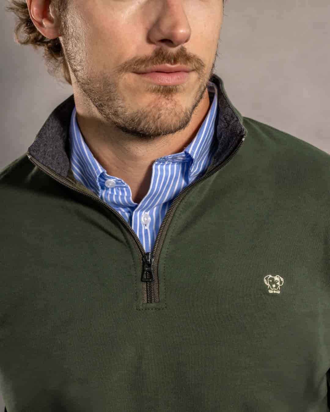 Halfzip Viana Antimanchas Verde Militar - miniatura 2
