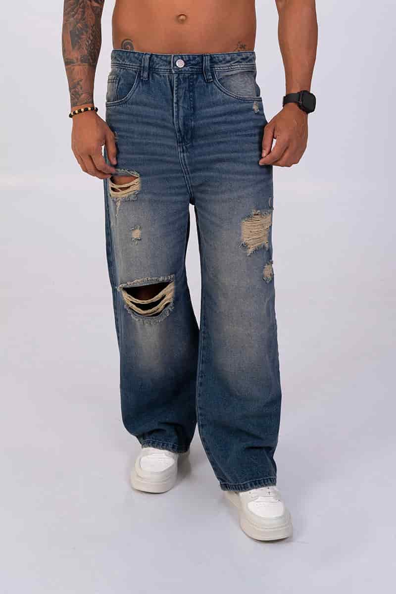 Jean moda ancho ripped - miniatura 1