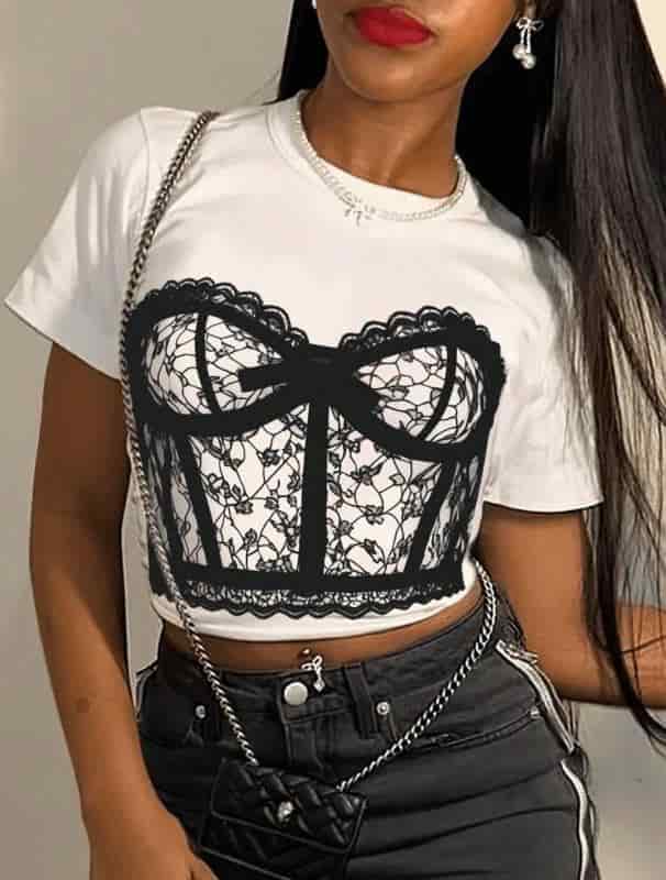 CAMISA CON BRA EN BLONDA - miniatura 1