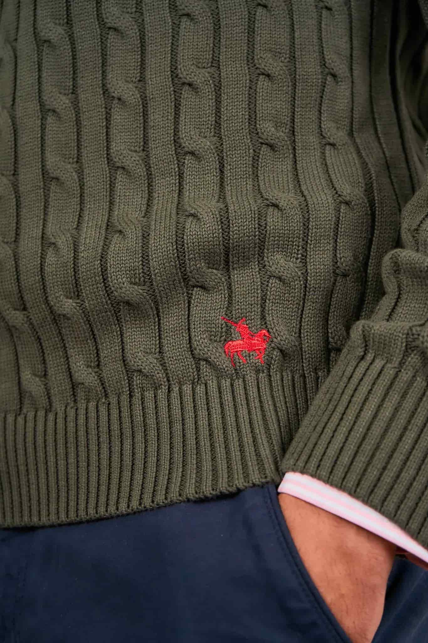 Suéter trenzado cuello redondo Hombre Verde - miniatura 5