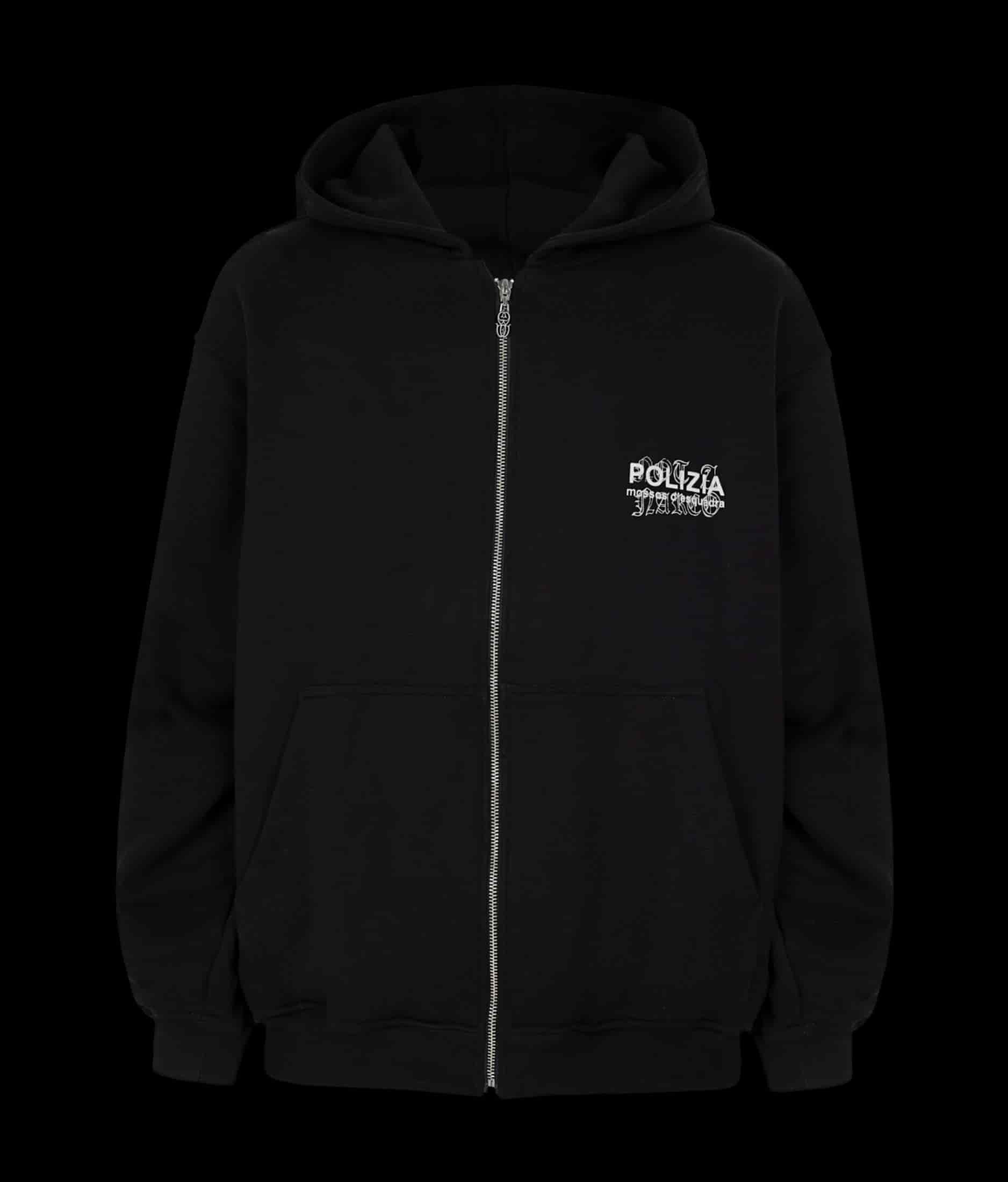 POLIZIA BLACK ZIPPER HOODIE - miniatura 3