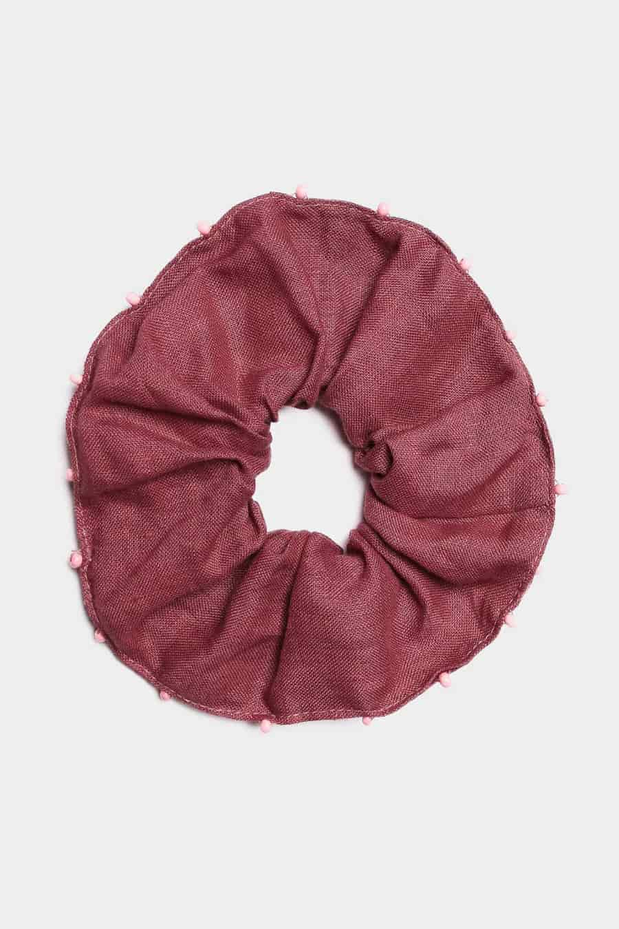 Women's linen red scrunchie - miniatura 1