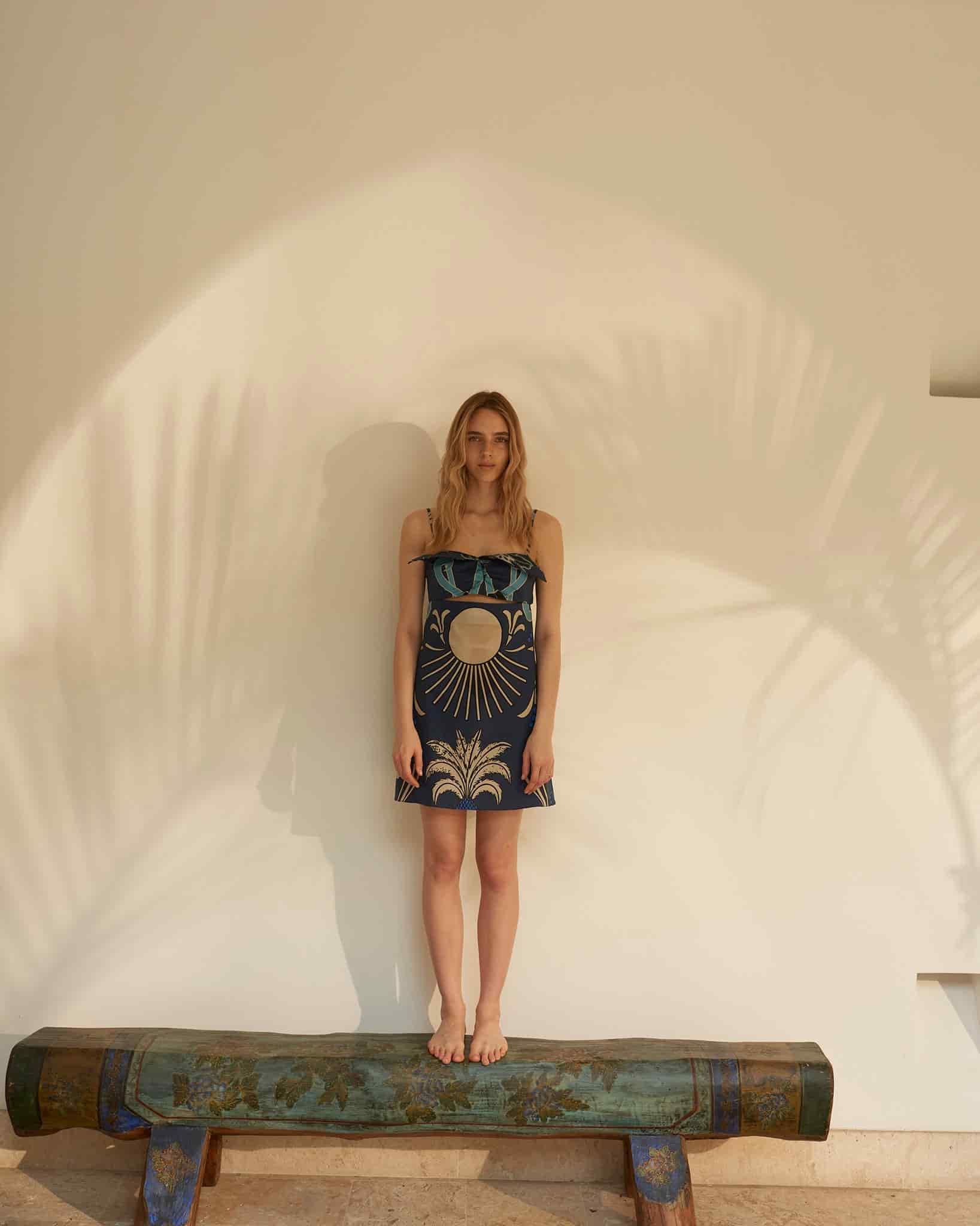 Victoria Cotton Mini Dress / Blue Garden - miniatura 2
