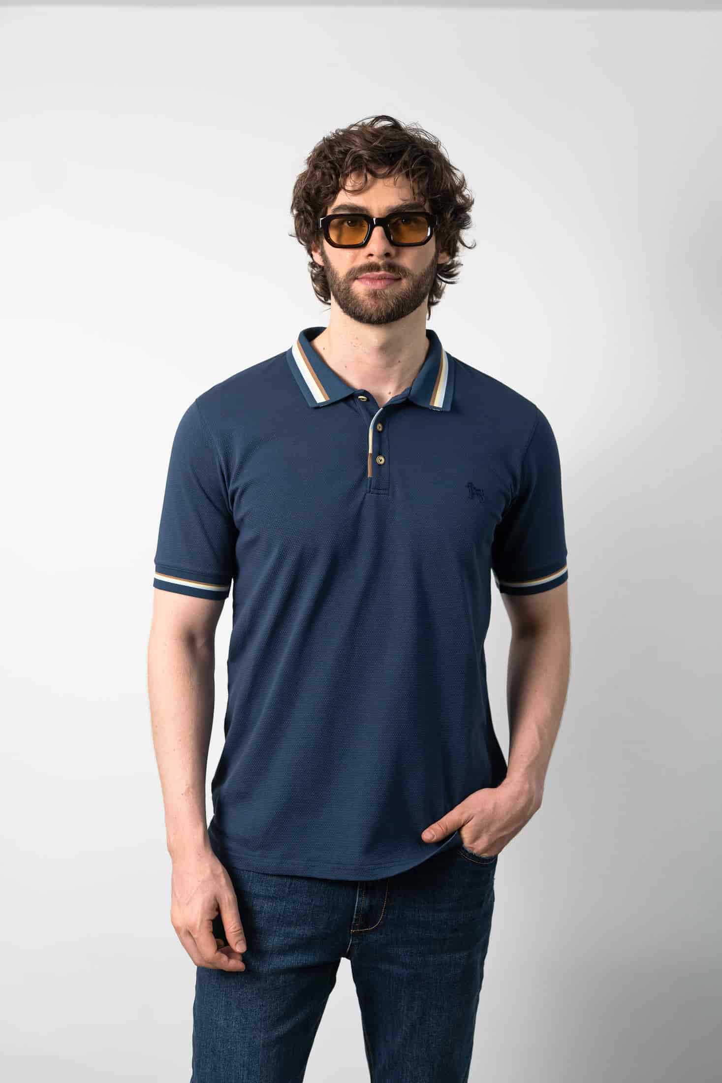 Polo Fashion Azul/Barbaki - miniatura 2