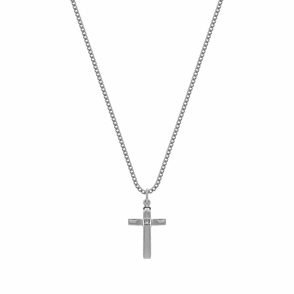 AXIS CROSS NECKLACE | CADENA CON DIJE EN FORMA DE CRUZ EN PLATA LEY 925 Y PIEDRA - miniatura 2