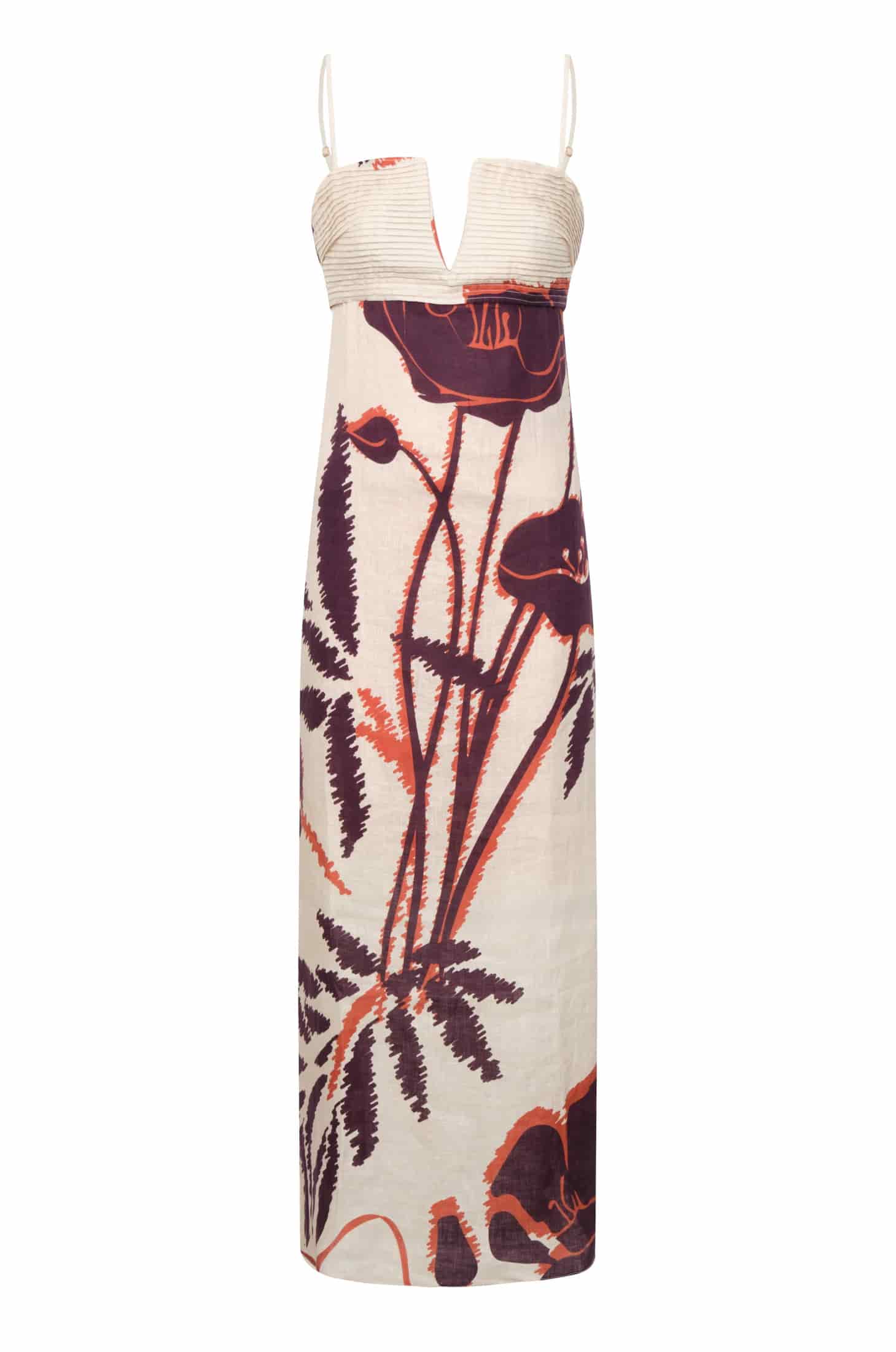 Antigüa Linen Midi Dress / Purple Gladiolos - miniatura 1