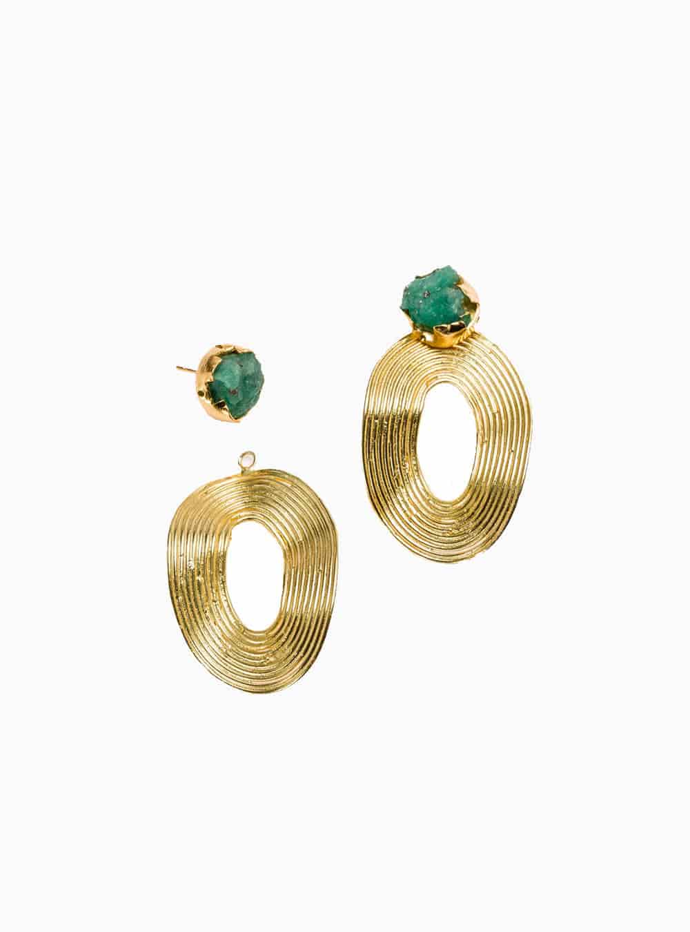 Aretes Front Back Waves Esmeralda - miniatura 4
