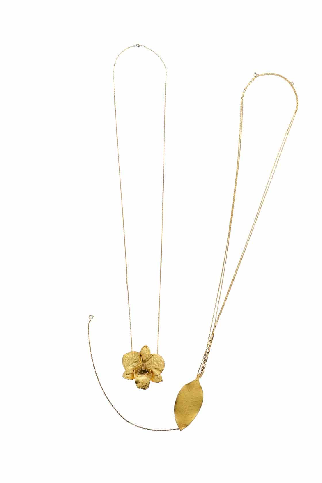 DENDROBIUM ORCHID AND LEAVE NECKLACE - miniatura 5