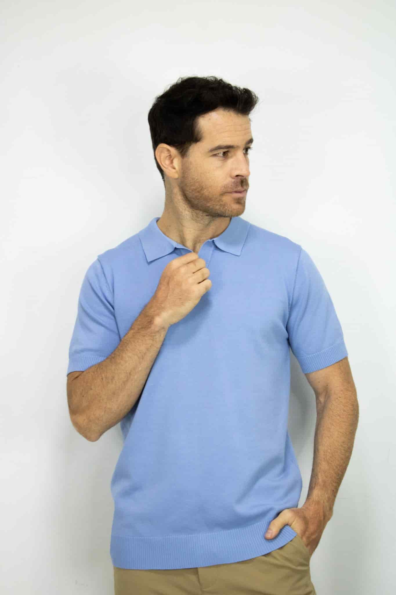 POLO TEJIDA AZUL PARA HOMBRE - miniatura 1