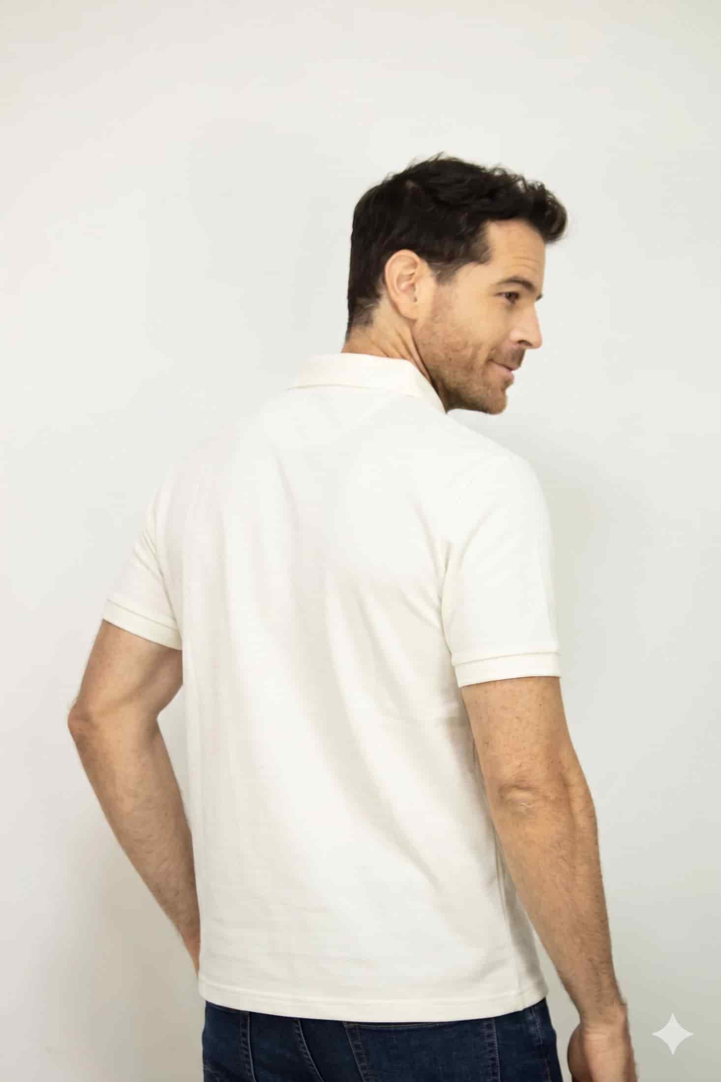 Polo Deportiva Blanca Para Hombre - miniatura 3