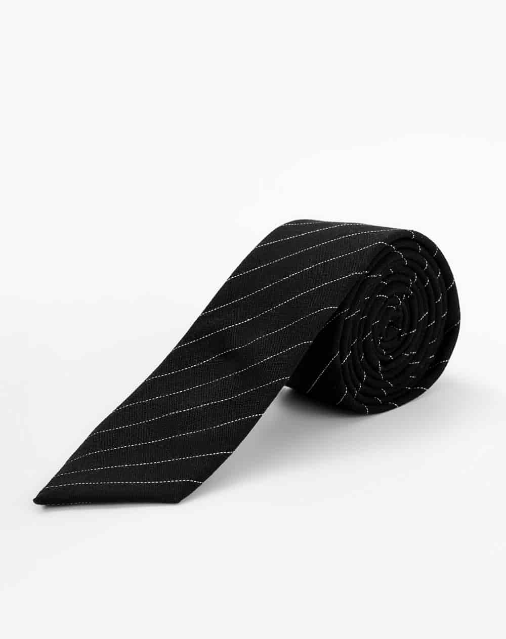 Corbata clásica negra rayas unisex mujer - miniatura 1