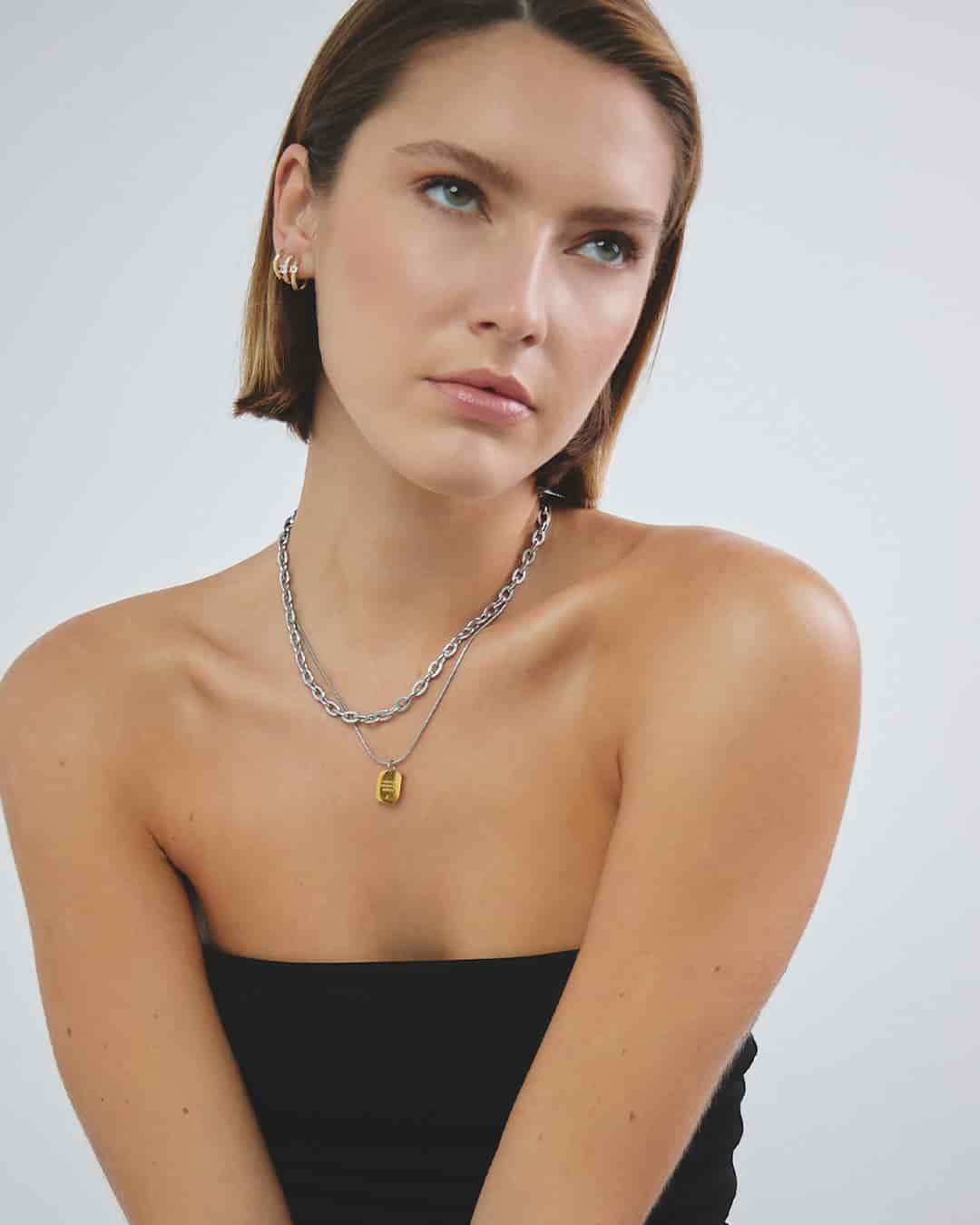 Collar Doble Dije Oro - Acero Inoxidable - miniatura 5