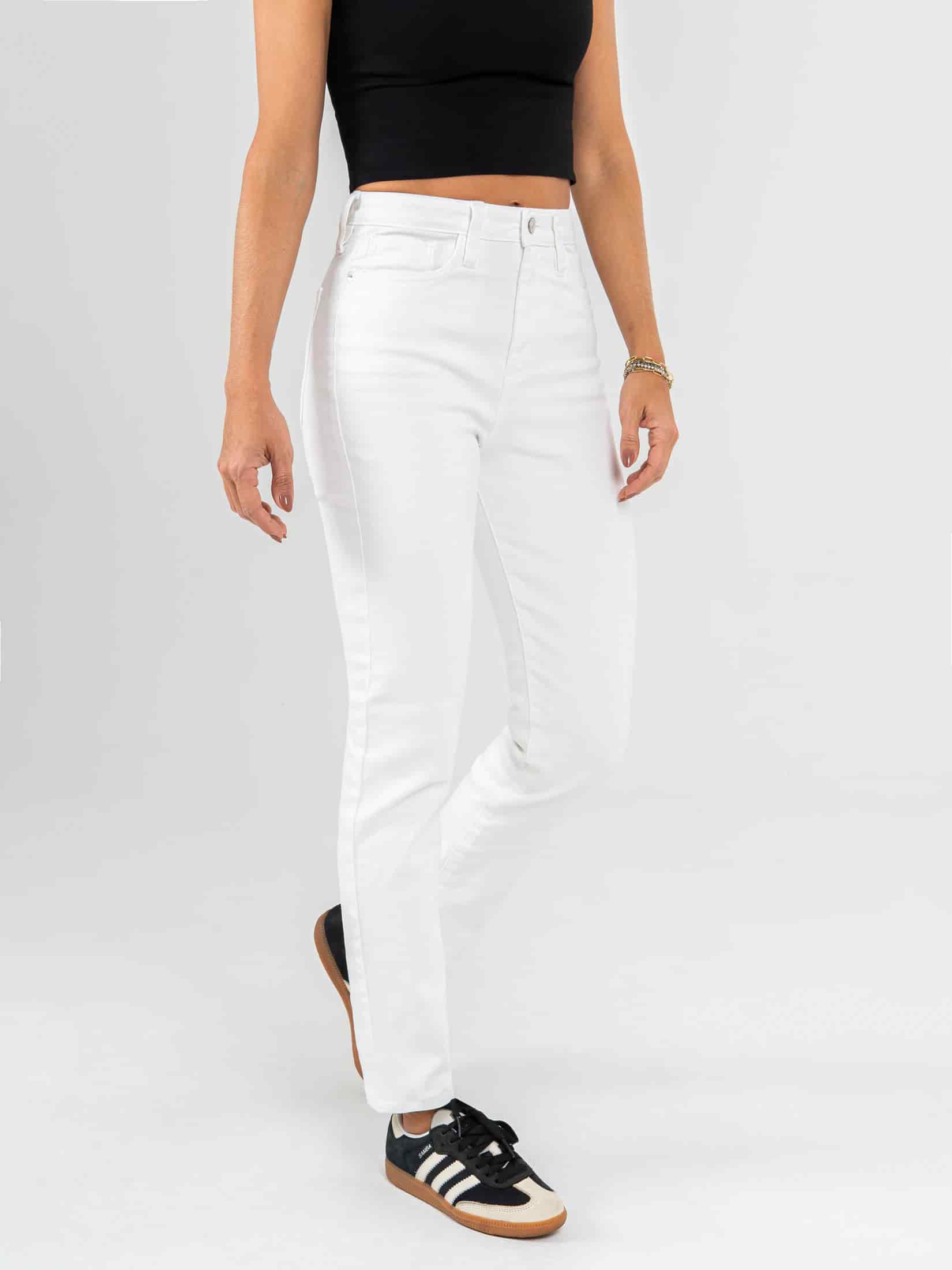 Ref: 0620613 Pantalón mom fit stretch, tiro alto, tono ivory, cintura ajustada - miniatura 3